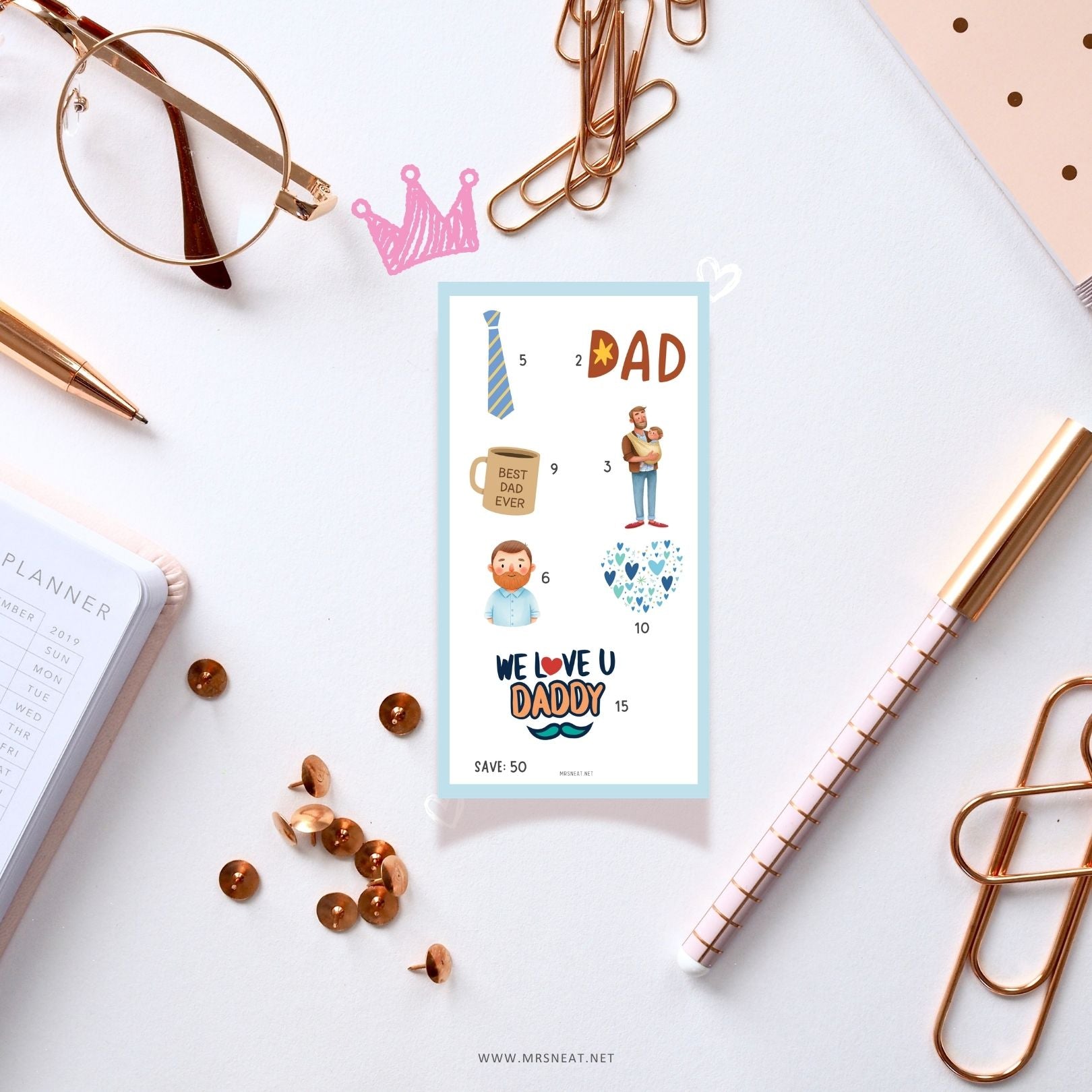 Father Day Fund Savings Challenge, A6, Printable, 4 Challenges, 4 Versions, Budget Tracker, Savings Tracker, Money Tracker, Gift for Daddy, Gift for Fathers Day, Colorful, Cute, Tiny Mini Savings Challenge