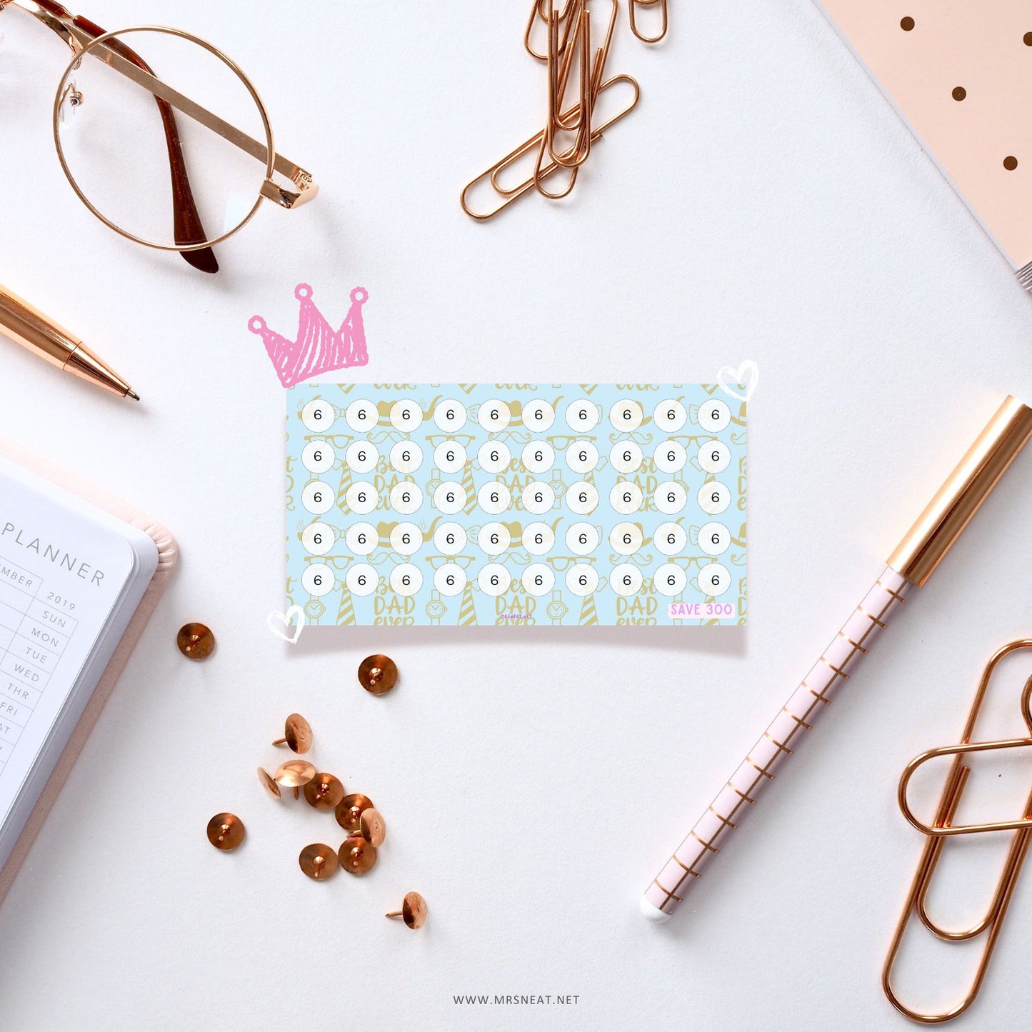 Father Day Fund Savings Challenge, A6, Printable, Colorful, Cute, 6 Challenges, Gift for Daddy, Gift for Father, Budget Tracker, Savings Tracker, Cash Stuffing, Tiny Mini Savings Challenge