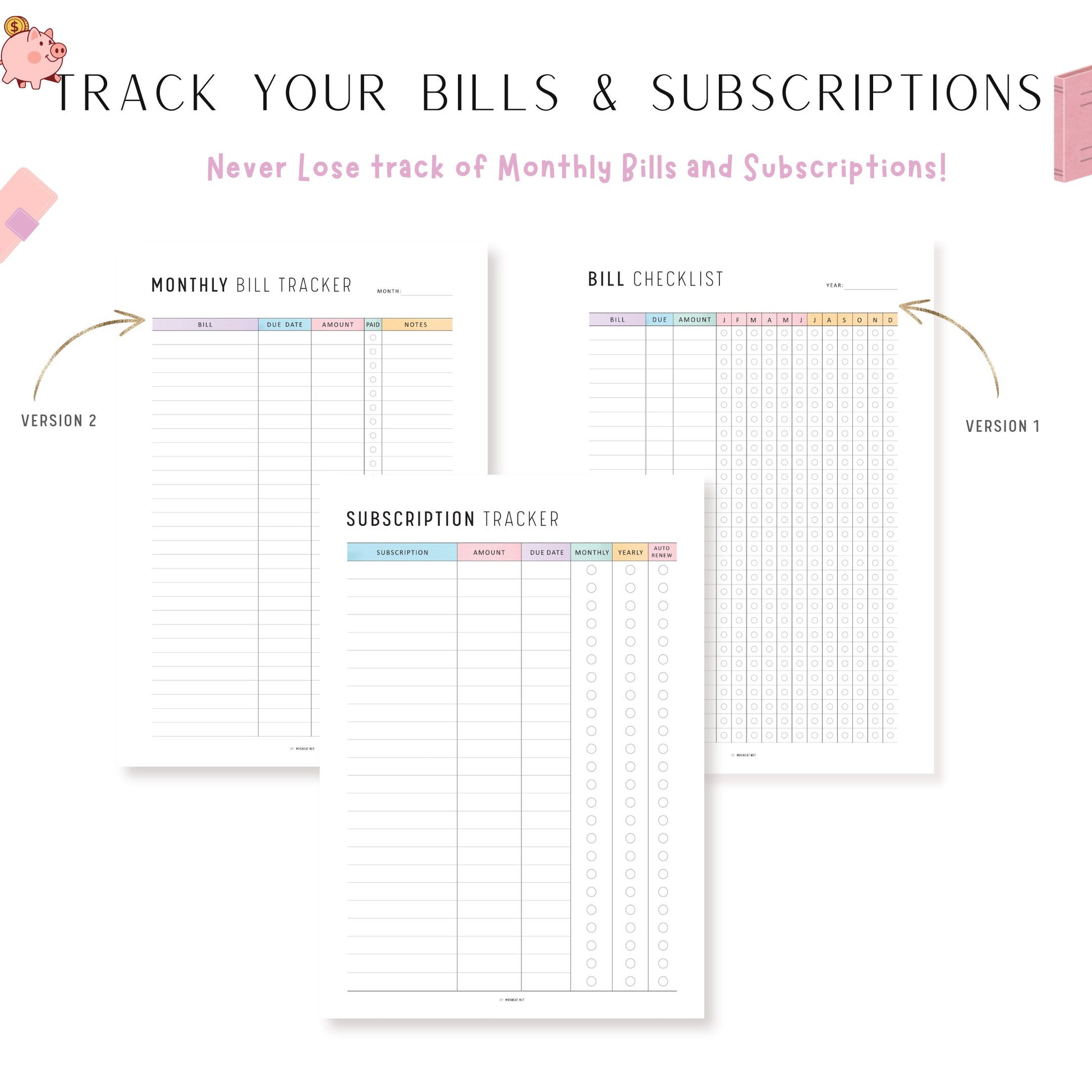Financial Planner Bundle, Budget Binder, Printable, A4, A5, Letter, Half Letter, 2 Colors, Digital Planner, PDF