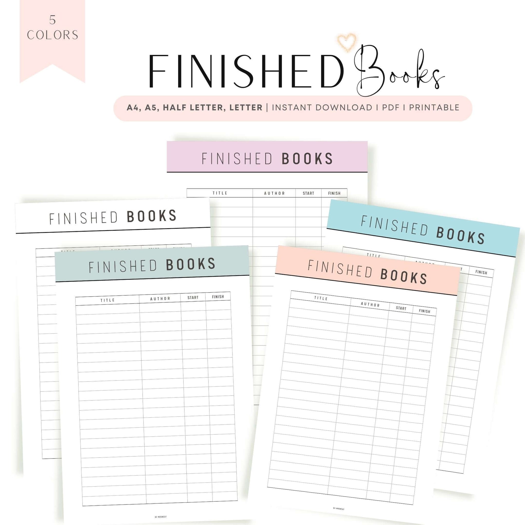 Book Complete List Printable Mrsneat