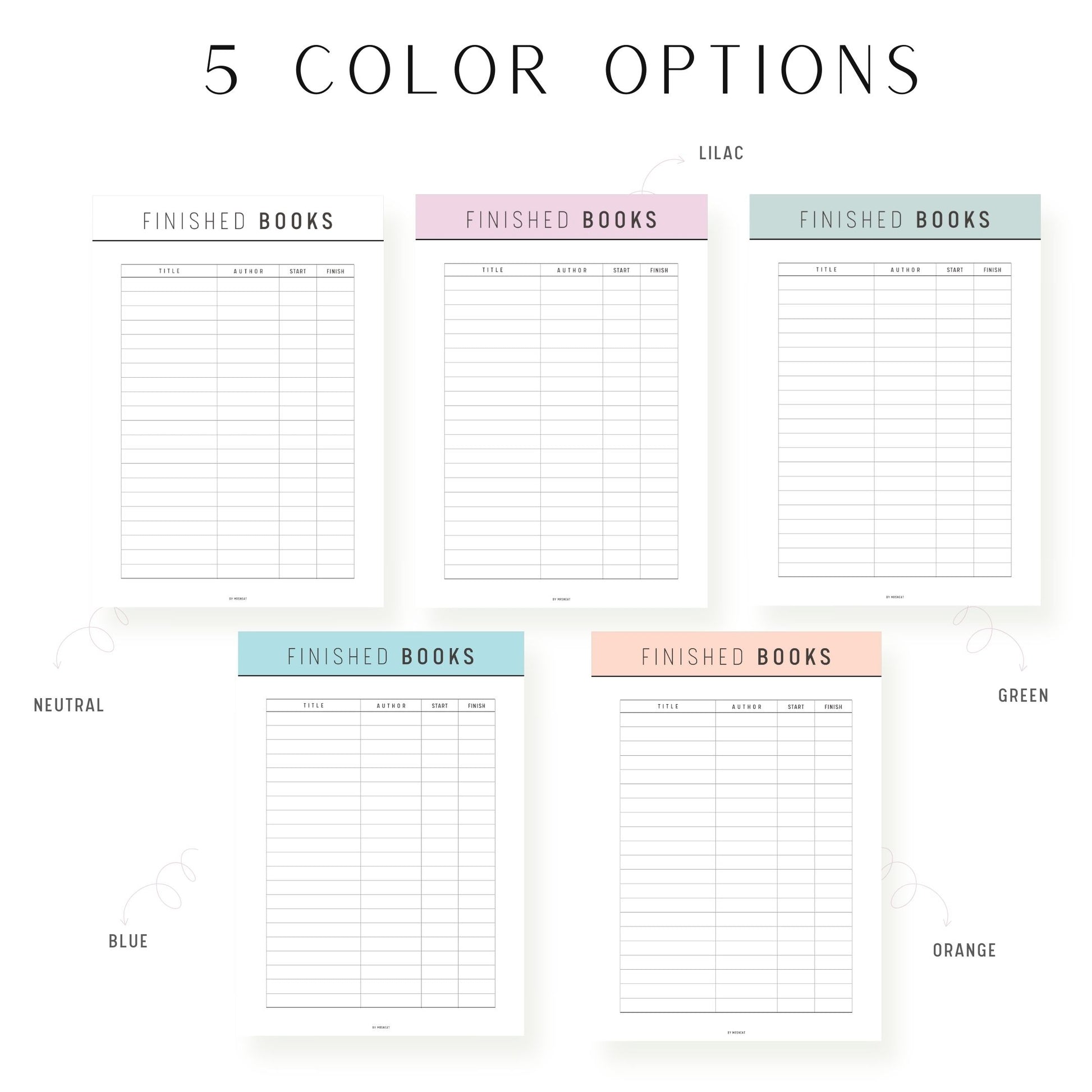 Colorful Book Complete List Template