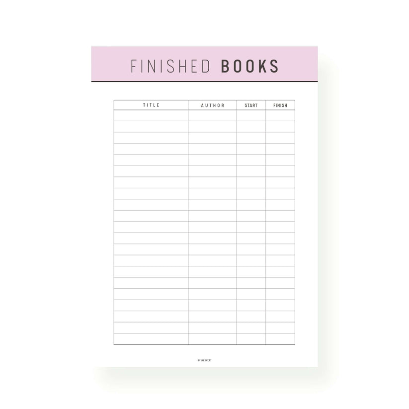 Book Complete List Printable Mrsneat