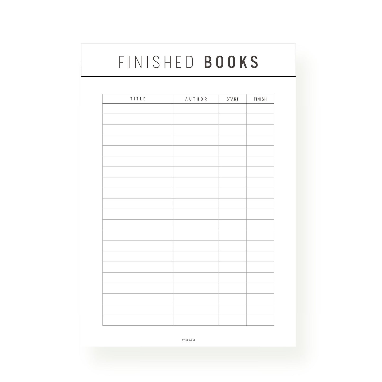 Neutral Book Complete List Printable