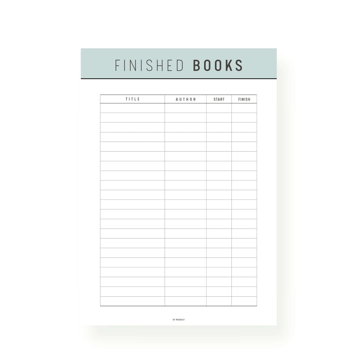Book Complete List Printable Mrsneat