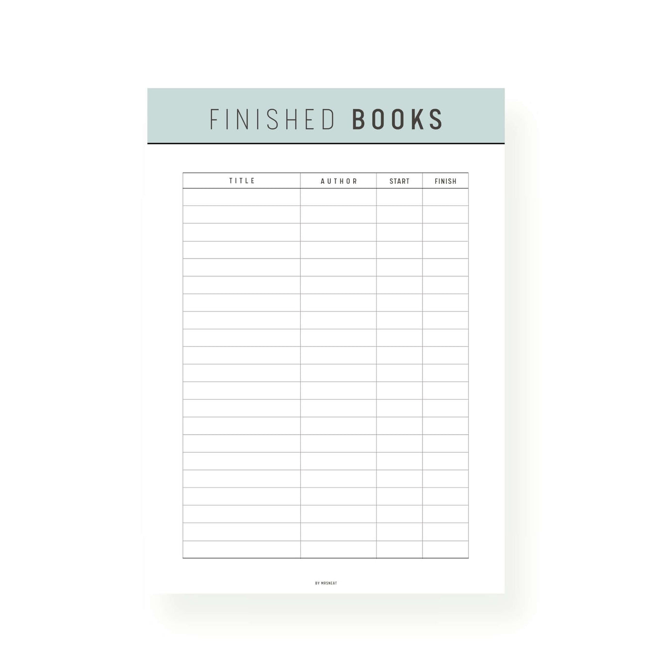 Book Complete List Printable Mrsneat
