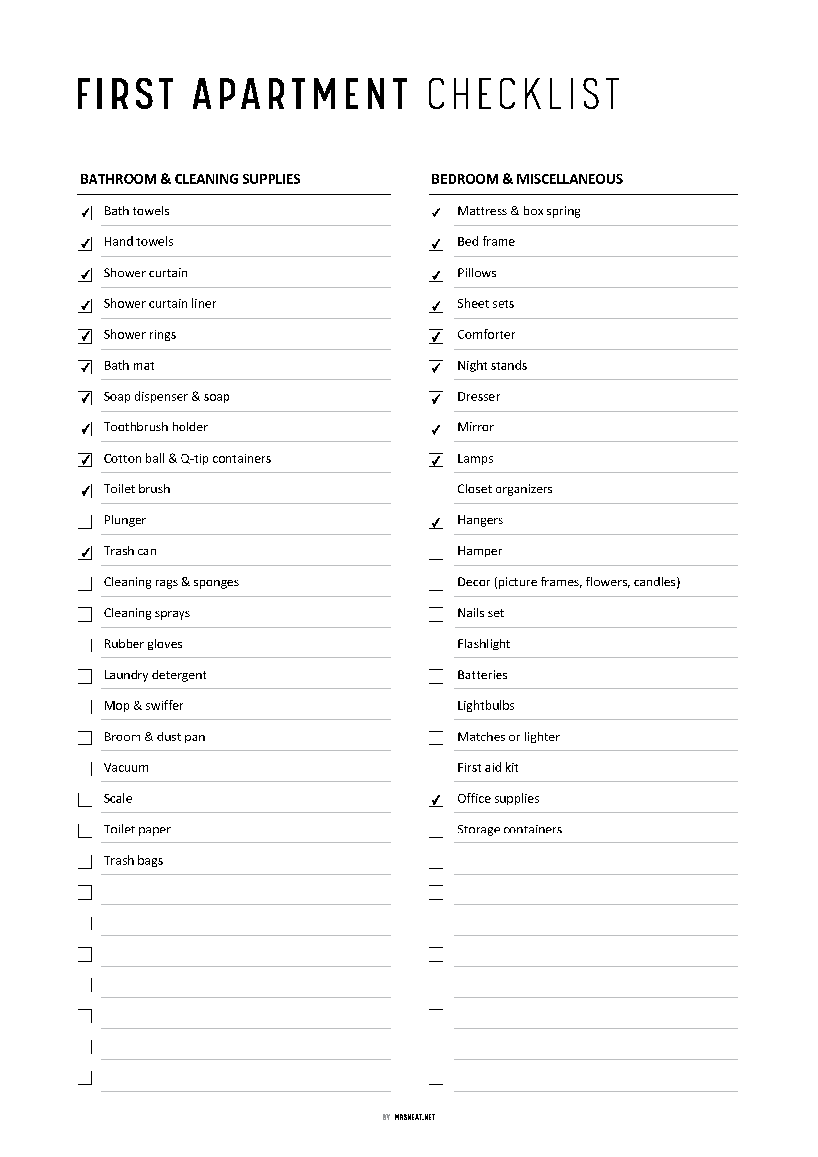 How to use Fillable and Editable First Apartment Essentials Checklist