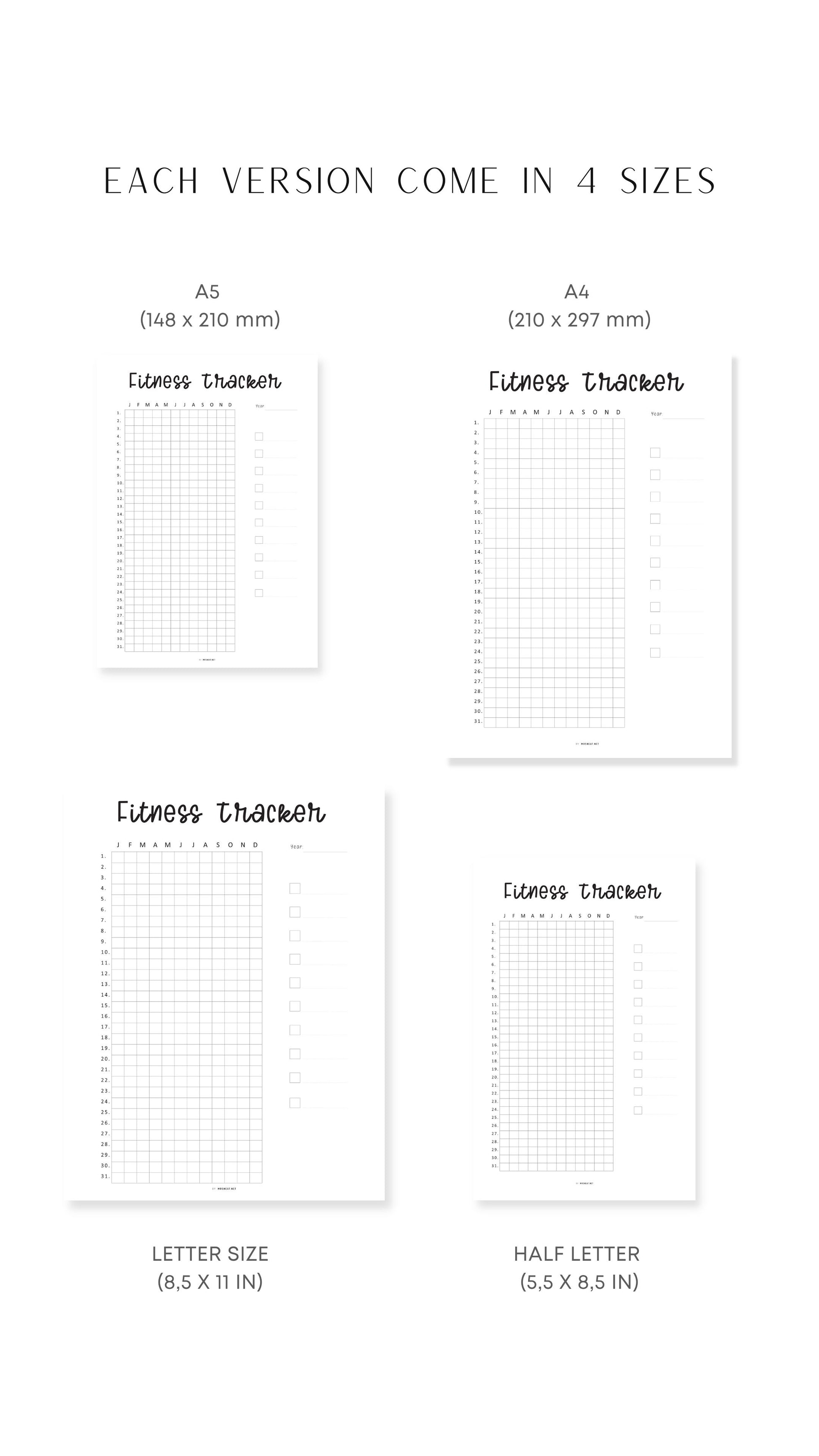 One Year Fitness Tracker Template Insert Printable