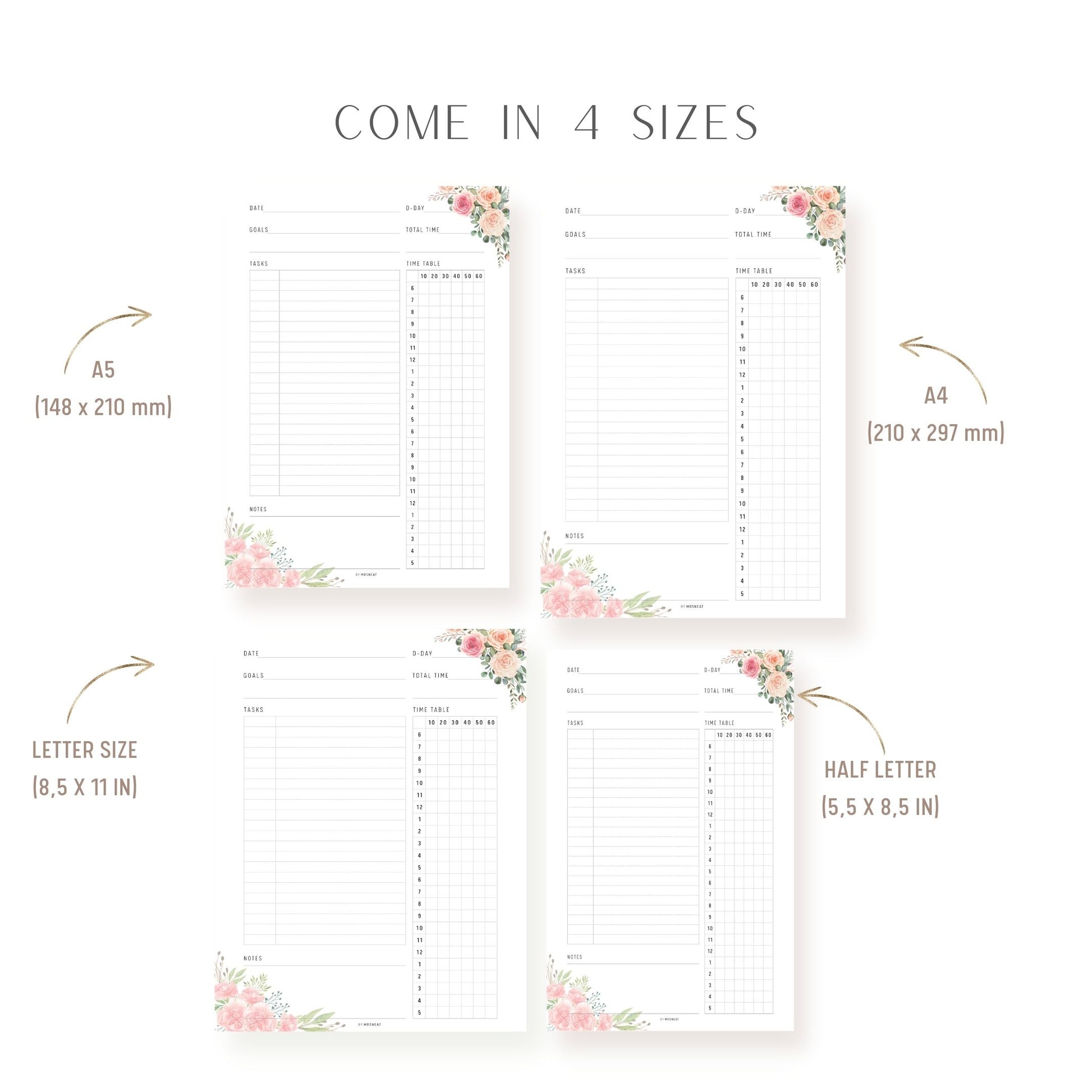 Floral 10 Minutes Daily Planner Printable
