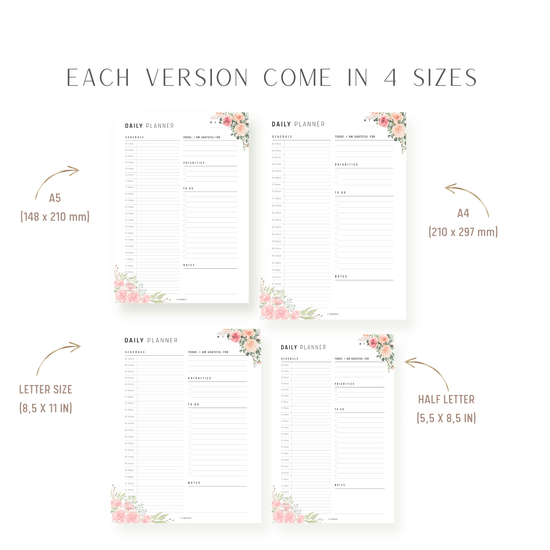 Floral 24 Hour Daily Planner Printable – mrsneat