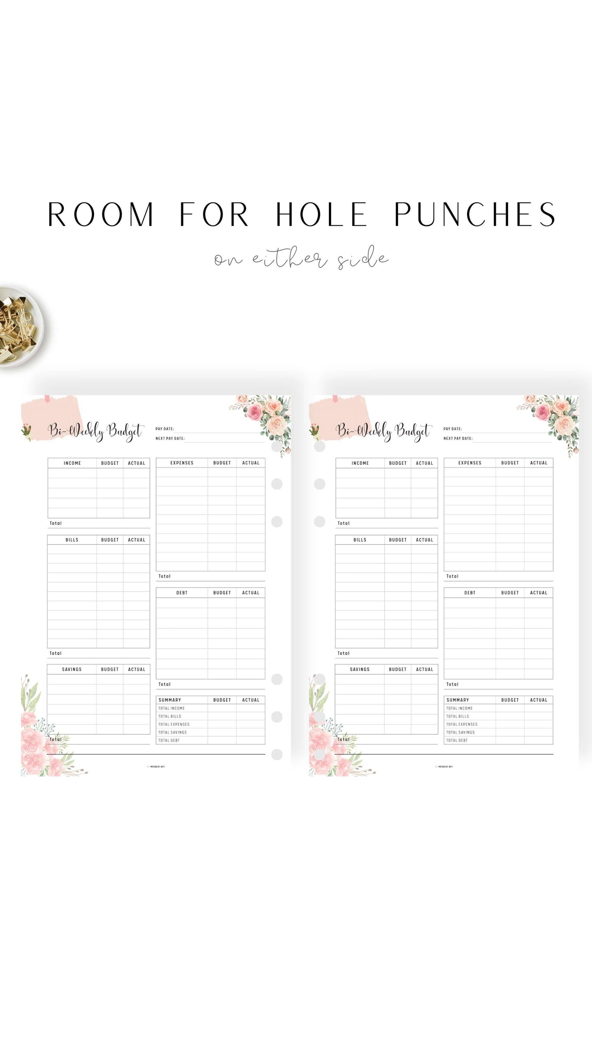 Floral Bi-Weekly Budget Template Printable