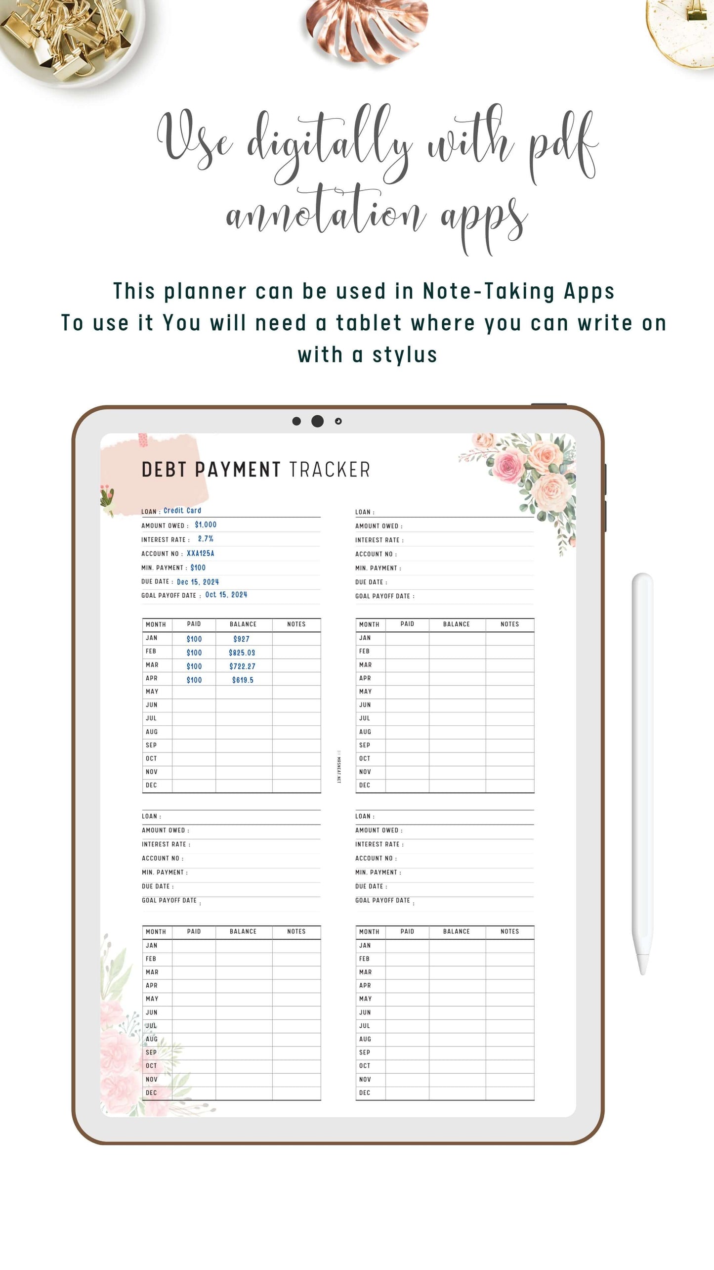 Digital Floral Debt Payment Tracker