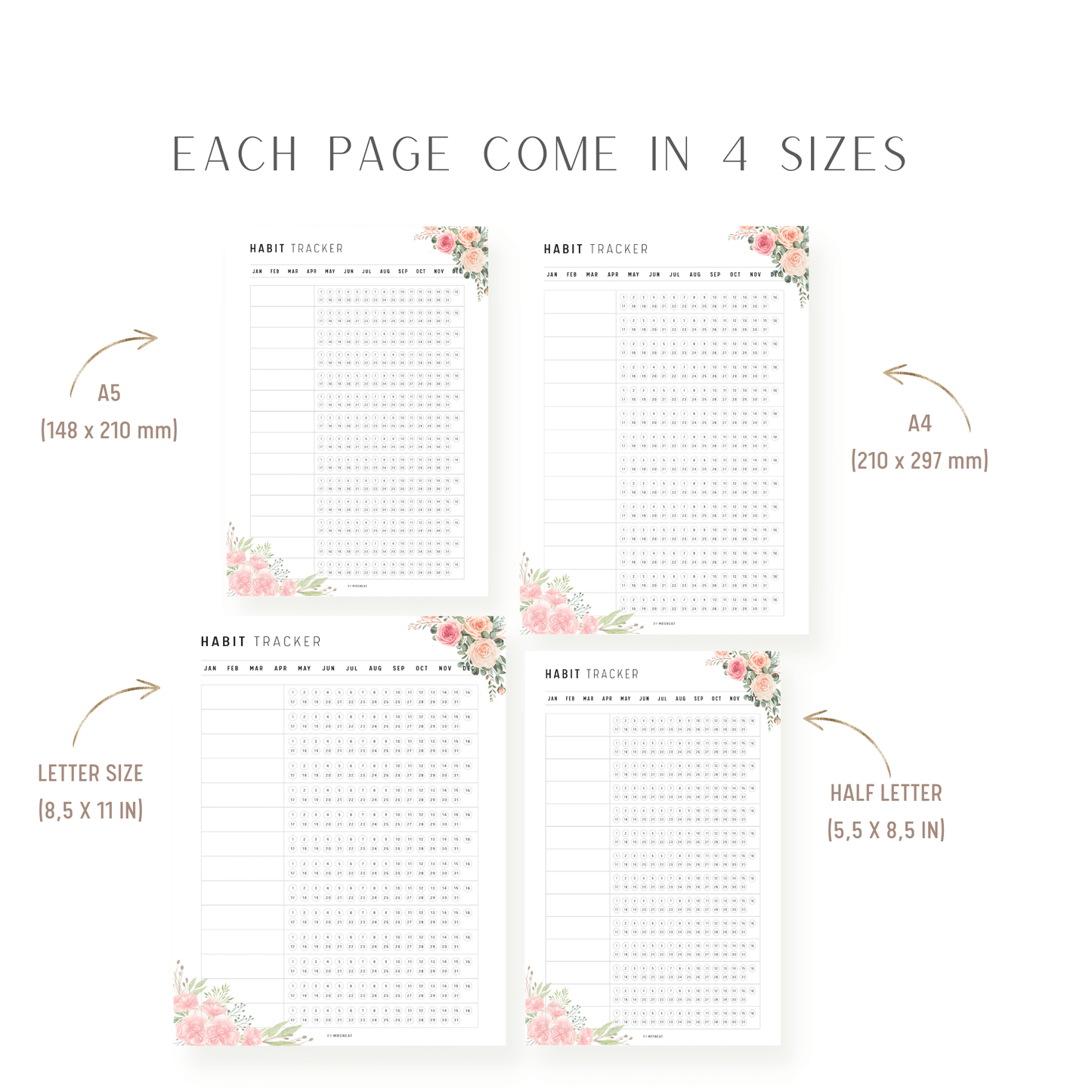 Floral Minimalist Daily Habit Tracker