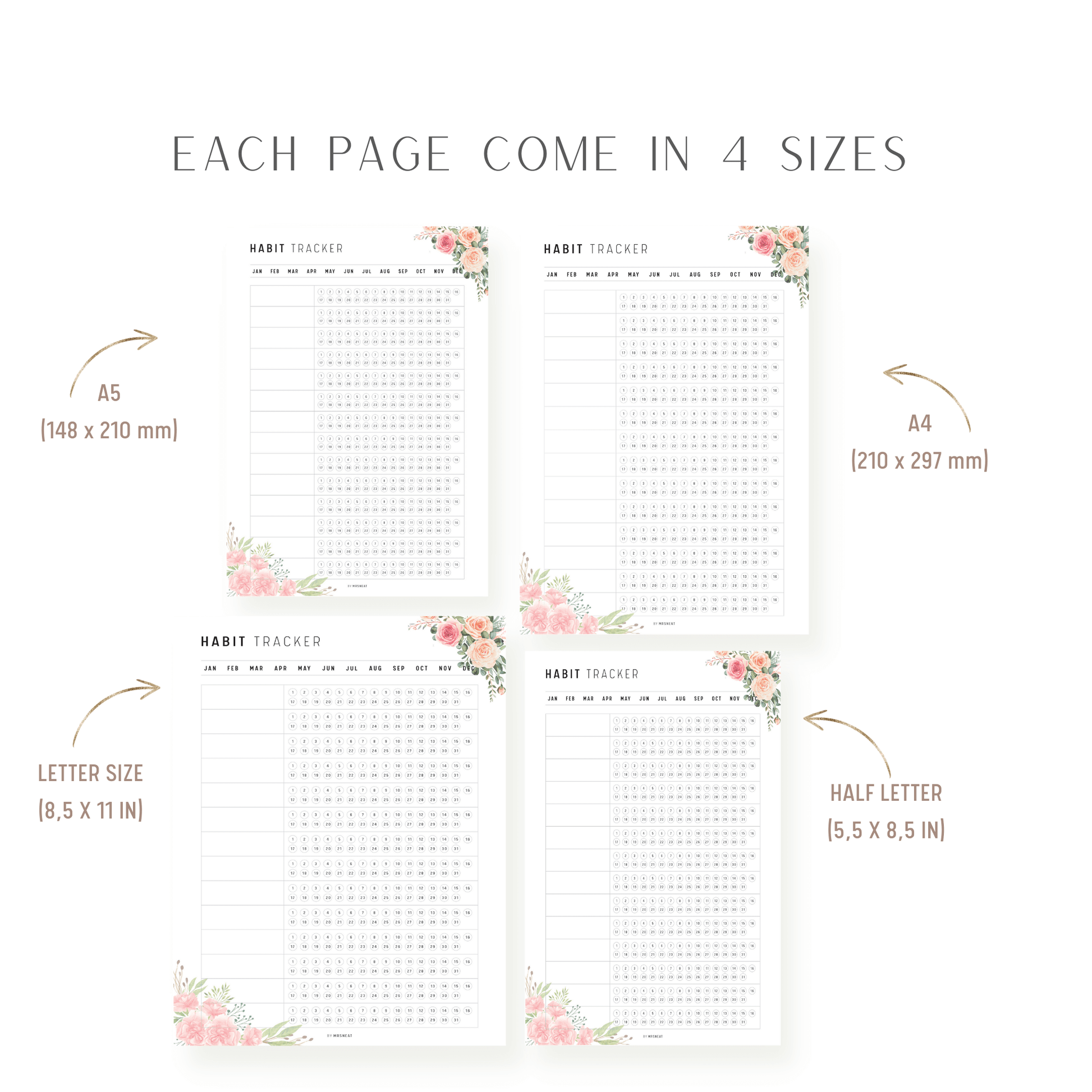 Floral Minimalist Daily Habit Tracker