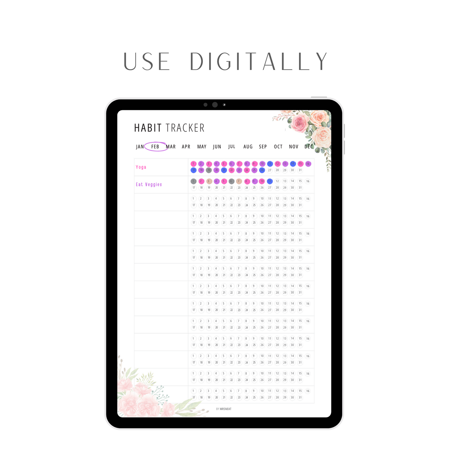 Floral Minimalist Daily Habit Tracker