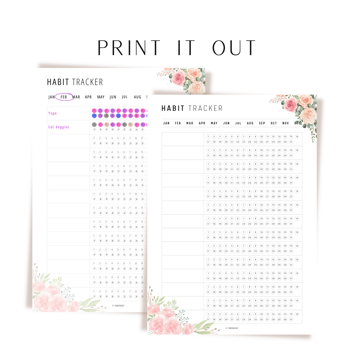 Floral Minimalist Daily Habit Tracker