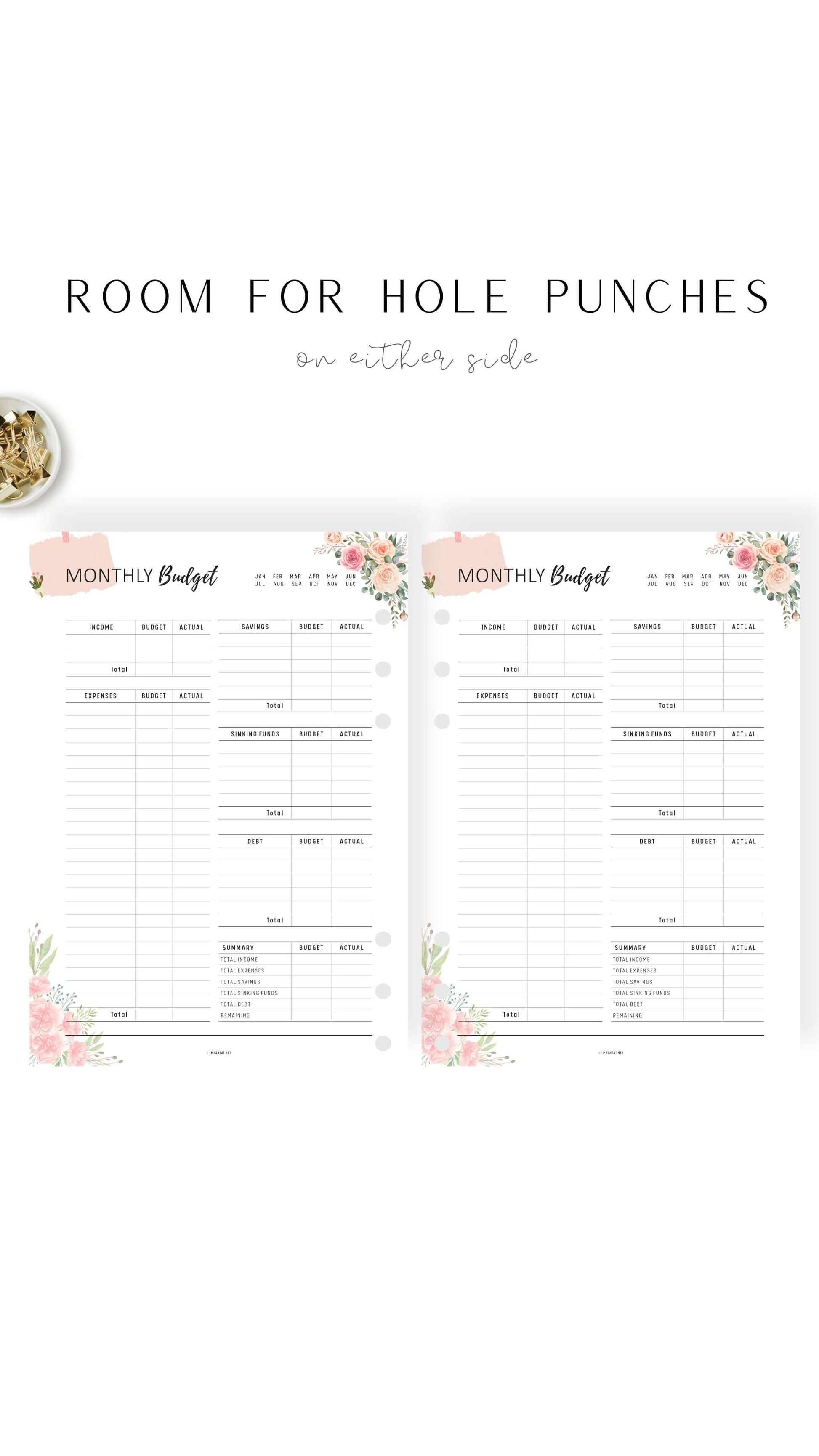 Printable Floral Monthly Budget Planner Template