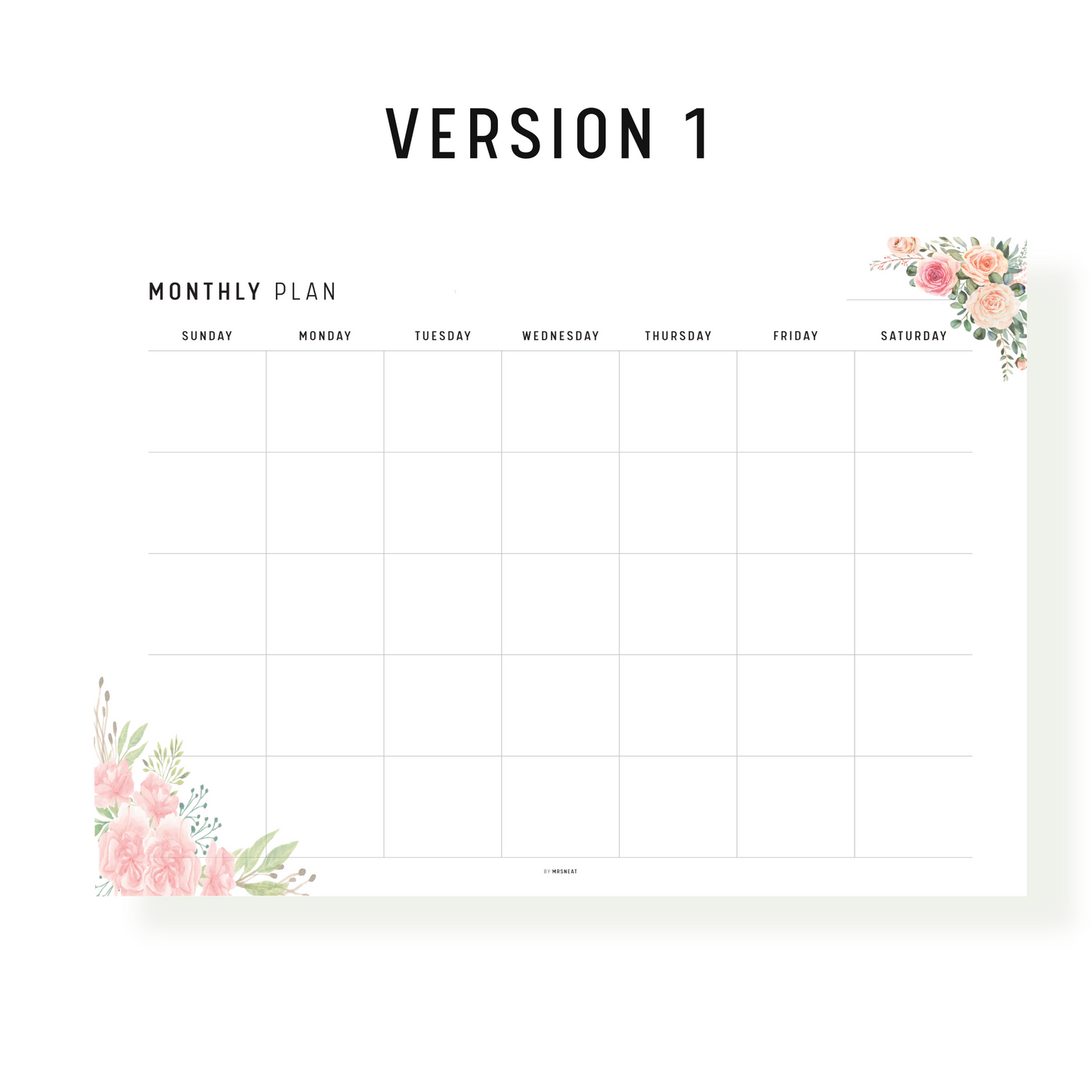Floral Monthly Planner Printable