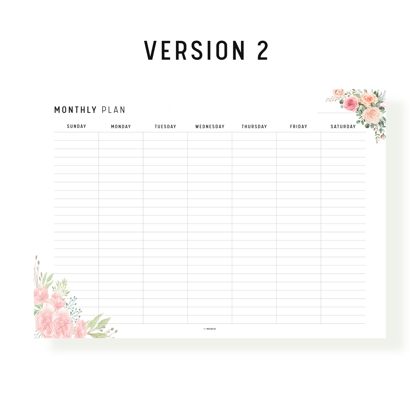 Floral Monthly Planner Template