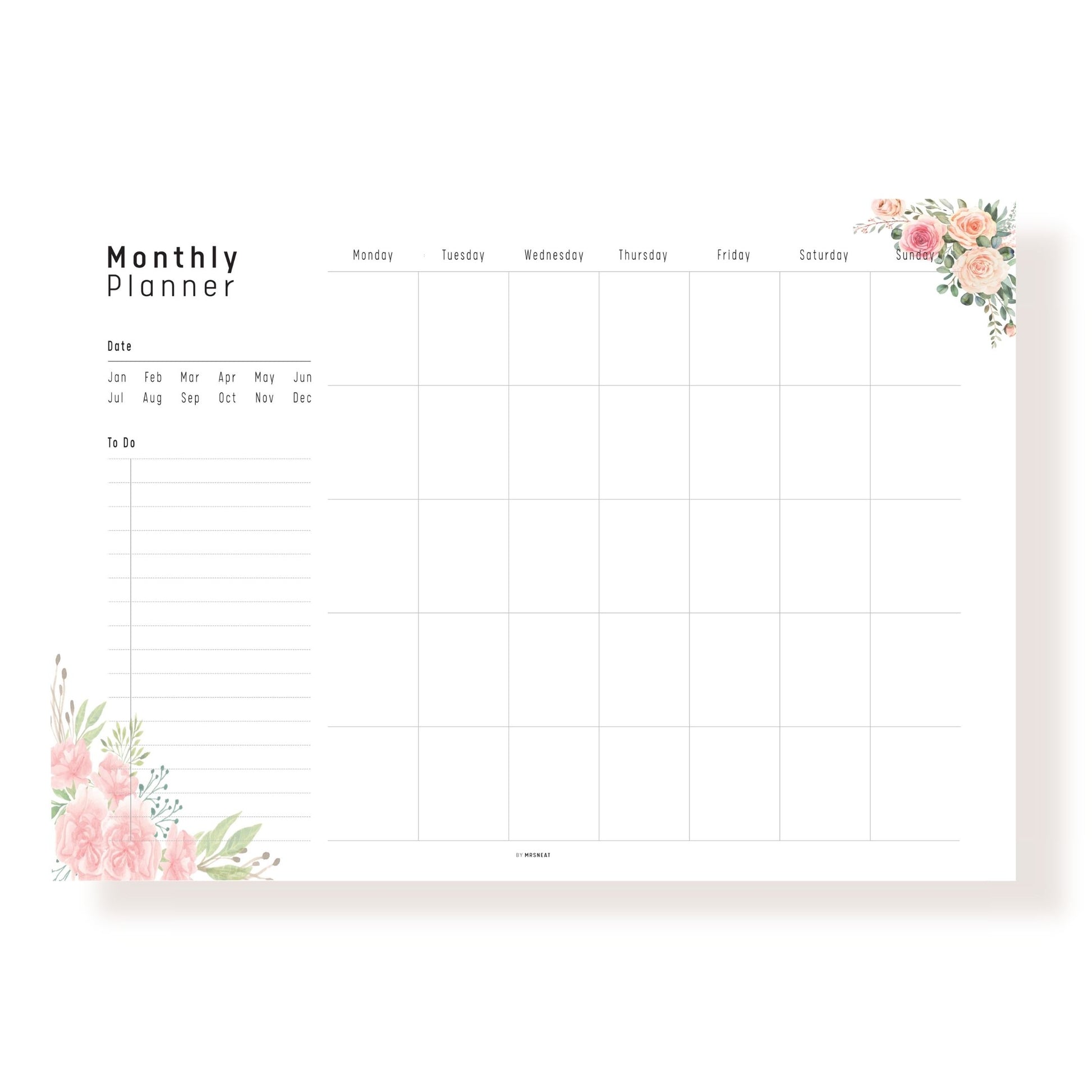 Floral Monthly Planner Template