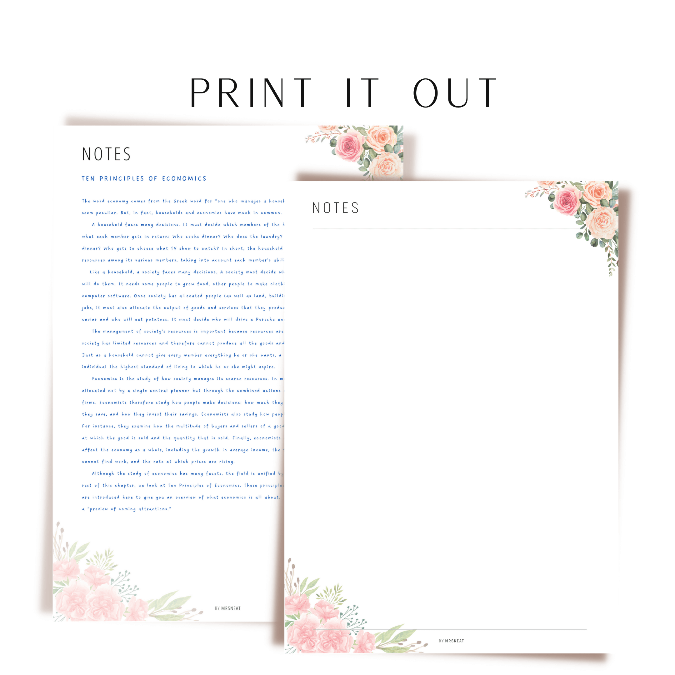Floral Notes Page Printable – mrsneat