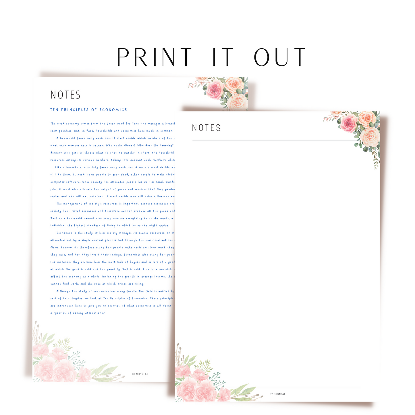 Floral Notes Page Printable