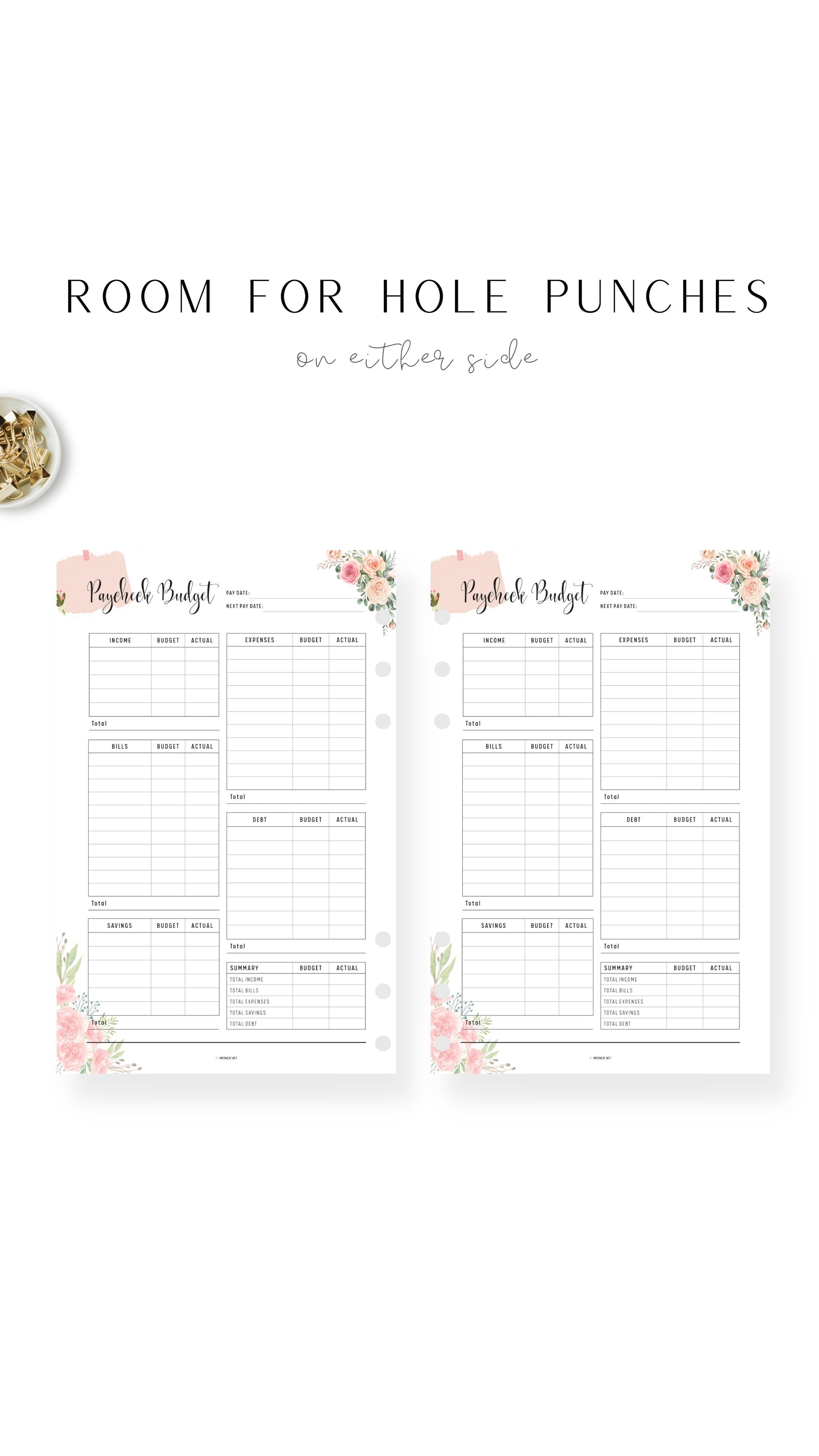 Floral Paycheck Budget Template Printable