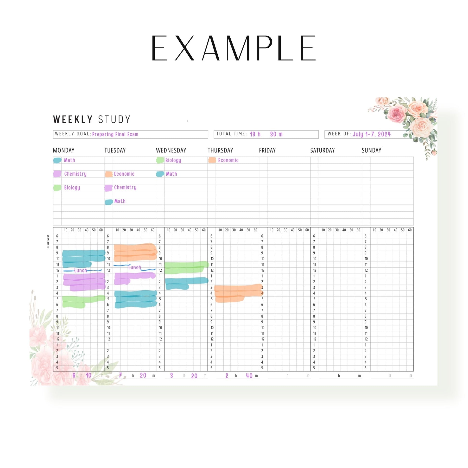 Weekly Study Tracker Template