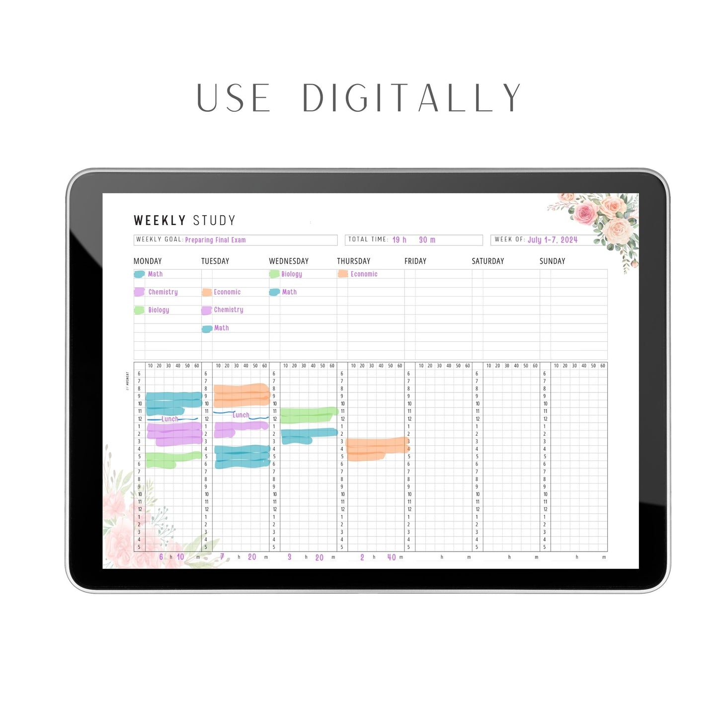 Floral Weekly Study Tracker Template