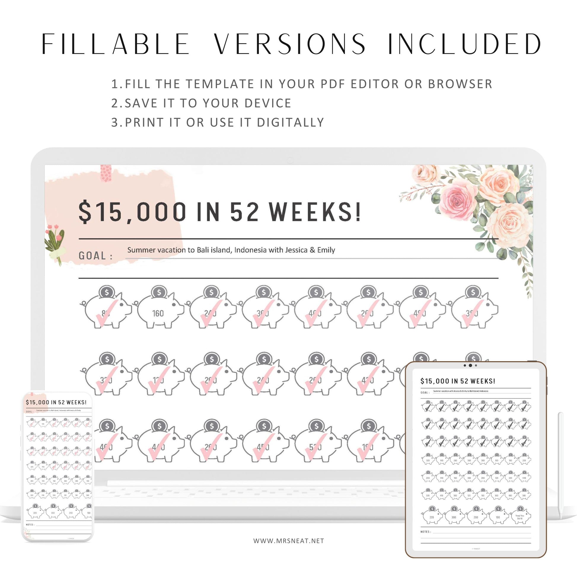 15K Saving Challenge Printable, 52 Week Savings Challenge, Saving Tracker, Budget Tracker, Save 15K Challenge, A4, A5, Letter, Half Letter