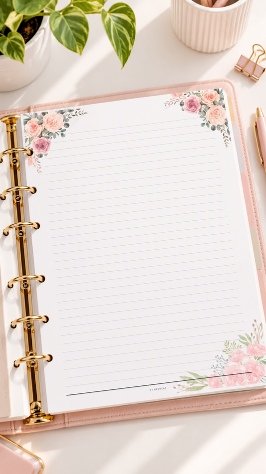 FILLABLE Floral Printable Stationery: Lined & Unlined Paper (PDF) - M159