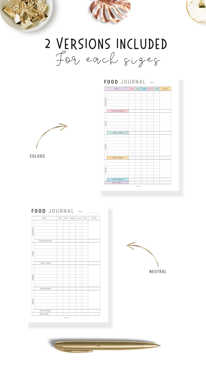Daily Calorie Tracker Template Printable Mrsneat