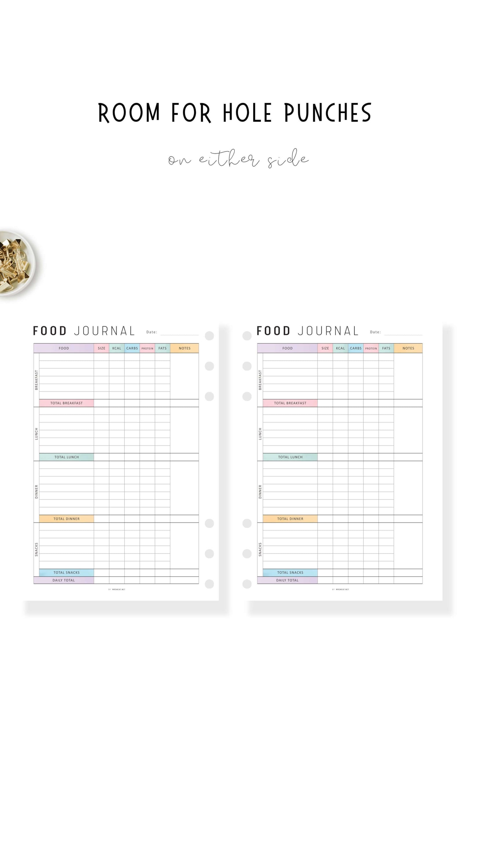 Daily Calorie Tracker Template Printable Mrsneat