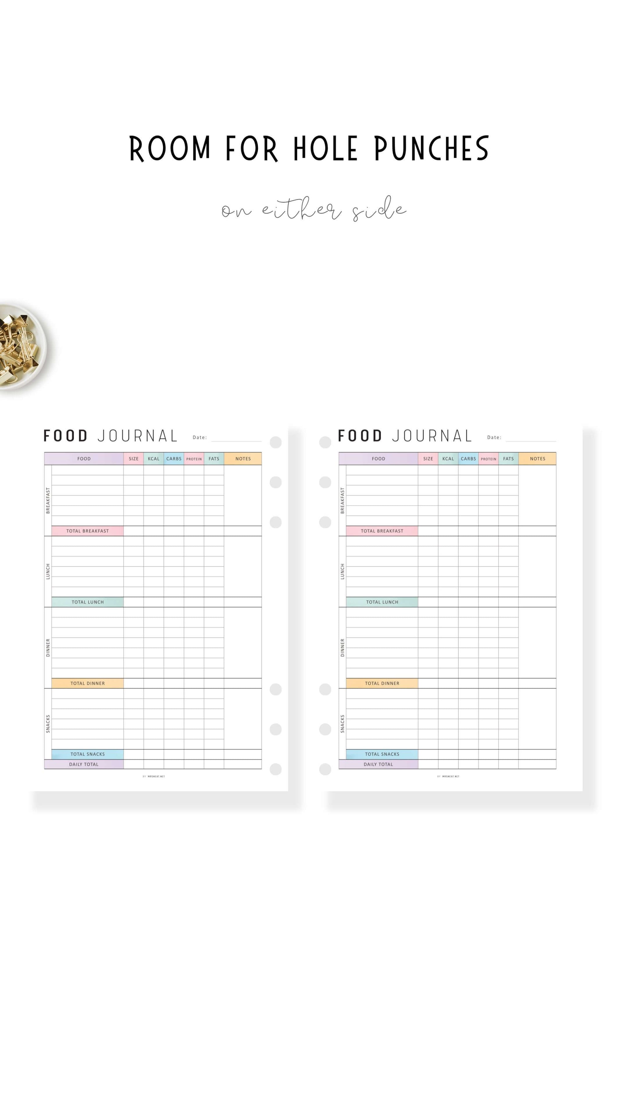 Daily Calorie Tracker Template Printable Mrsneat