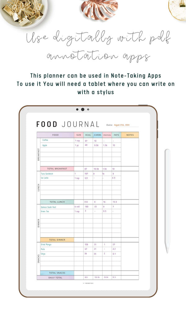Daily Calorie Tracker Template Printable - M393 – mrsneat