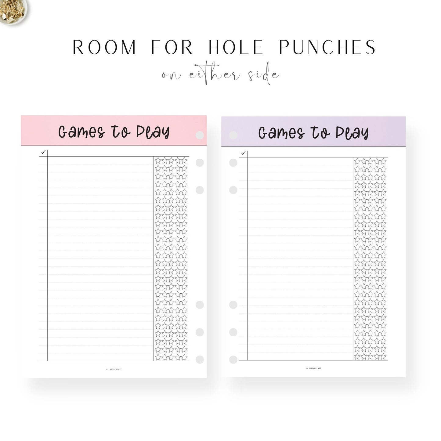 Pink and Purple Best Games To Play List Template Printable