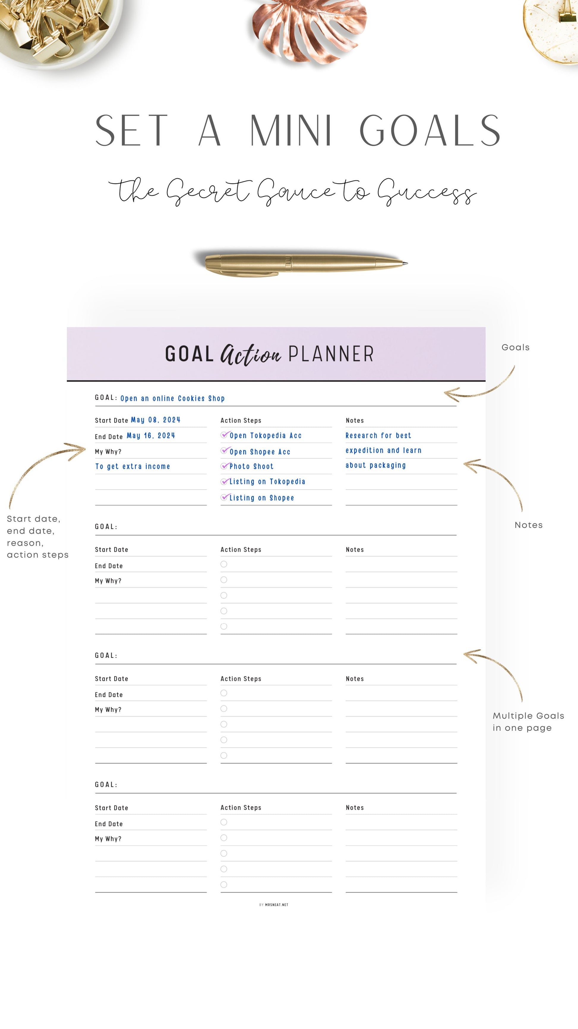 How to use Goal Action Planner Template Printable