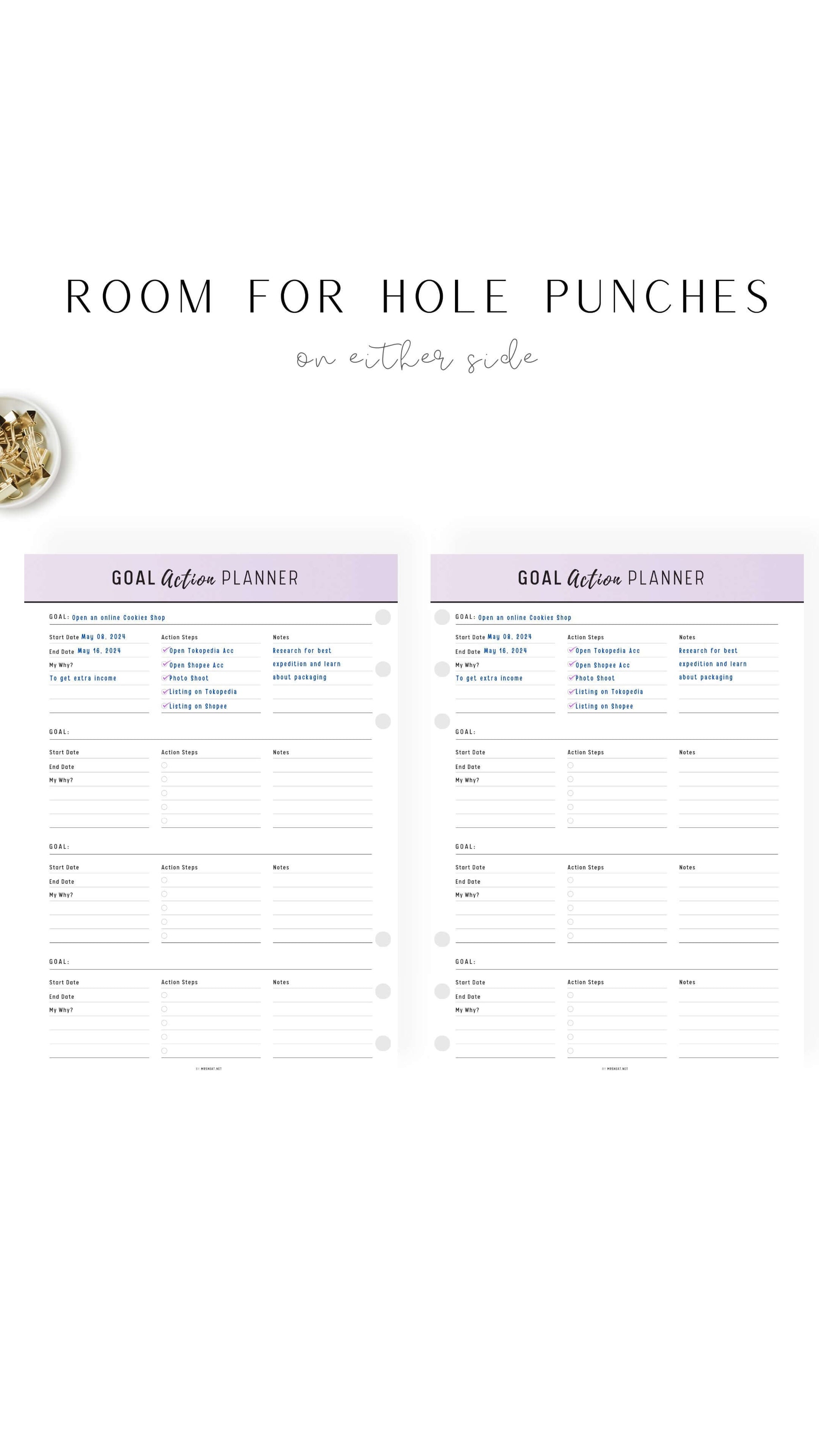 Beautiful Purple Goal Action Planner Template Printable