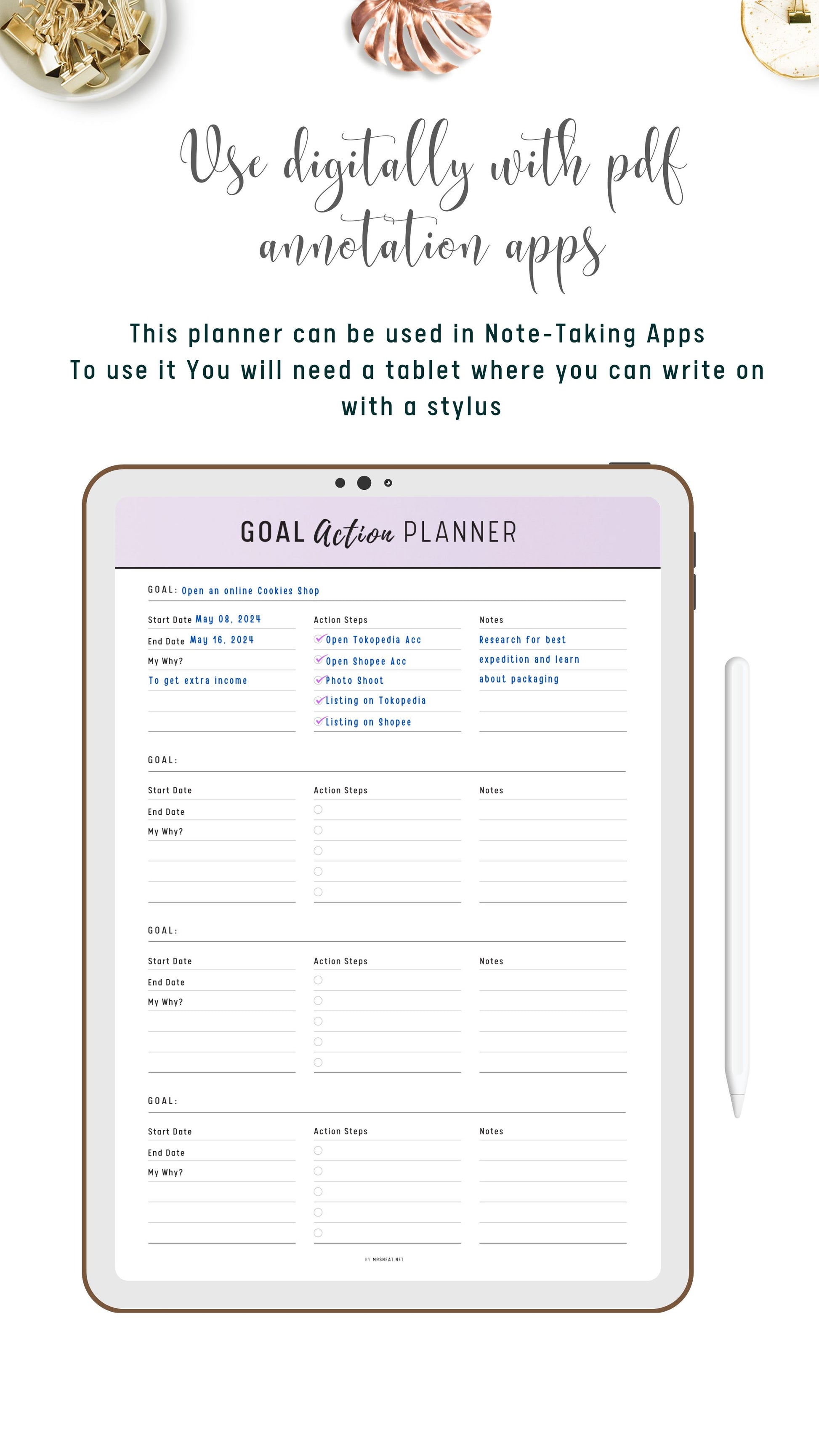 Digital Goal Action Planner Template 
