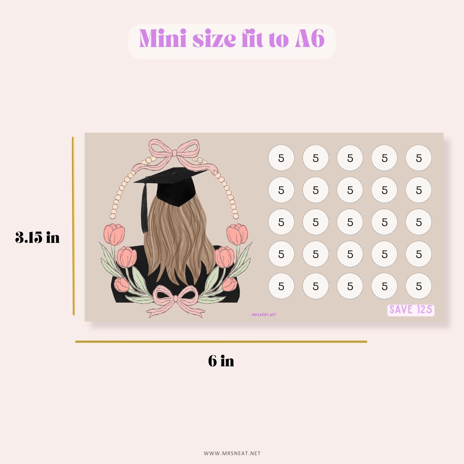 Graduation Fund Savings Challenge, Tiny Mini Savings Challenge, A6, Cash Stuffing, 6 Challenges, Budget Tracker, Money Tracker, Savings Tracker, Money Game