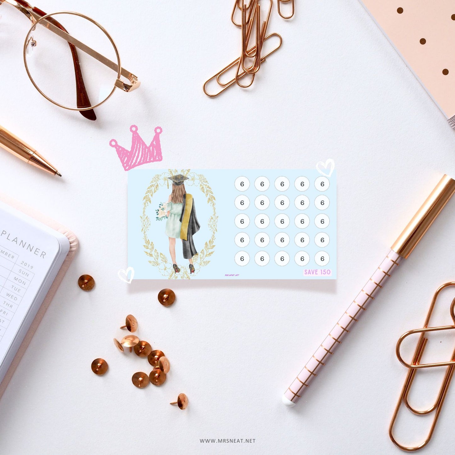 Graduation Fund Savings Challenge, Tiny Mini Savings Challenge, A6, Cash Stuffing, 6 Challenges, Budget Tracker, Money Tracker, Savings Tracker, Money Game