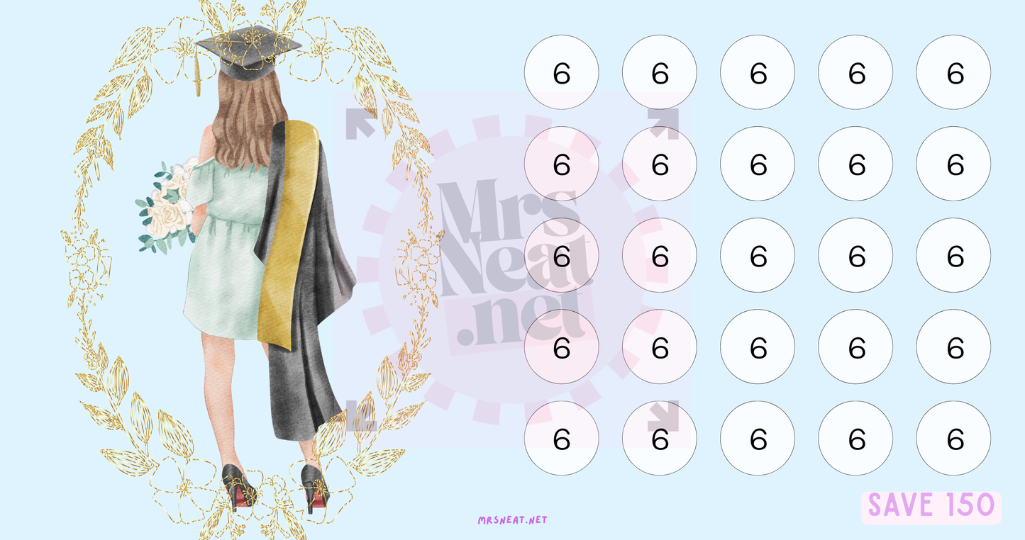 Graduation Fund Savings Challenge, Tiny Mini Savings Challenge, A6, Cash Stuffing, 6 Challenges, Budget Tracker, Money Tracker, Savings Tracker, Money Game