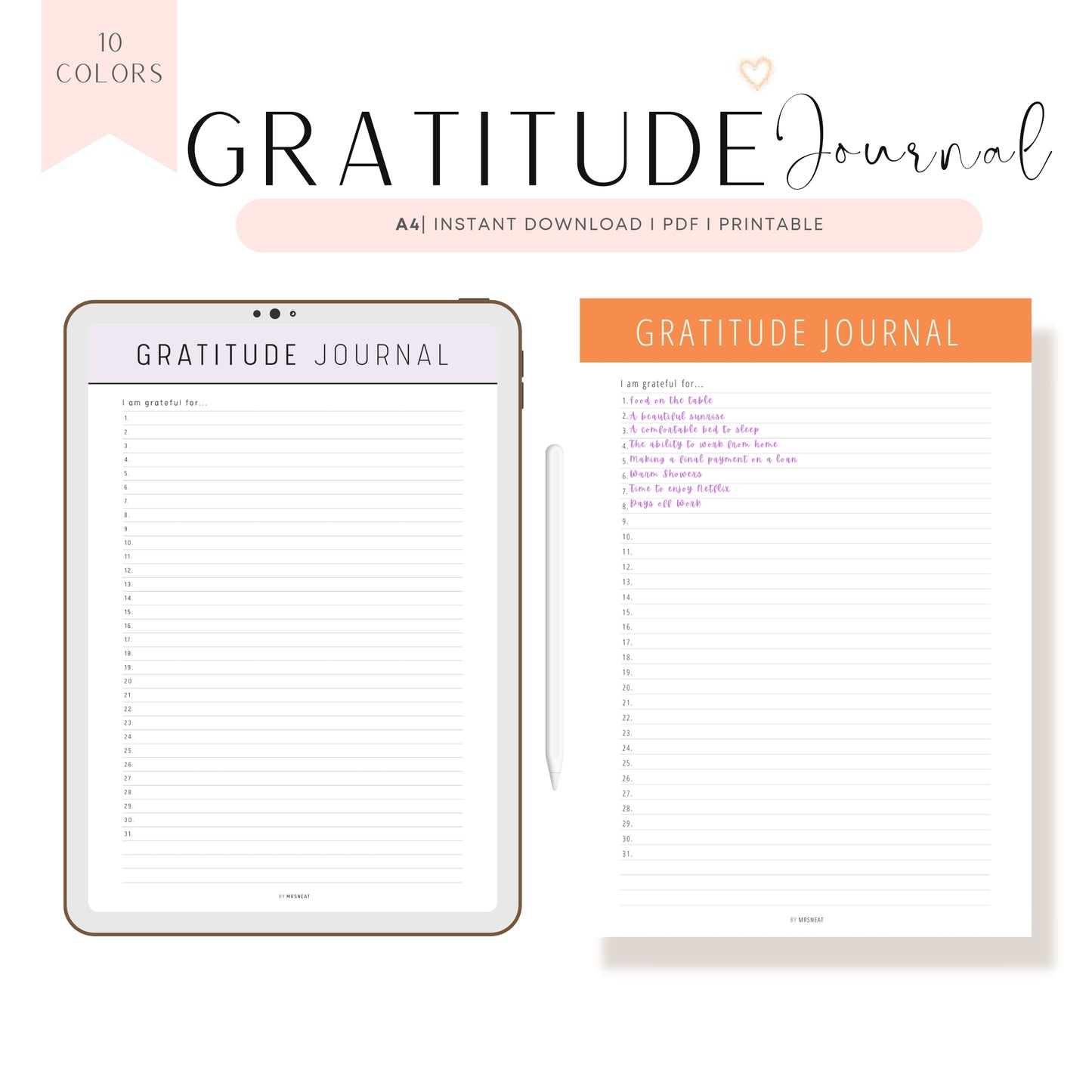 Printable Gratitude Journal Template 
