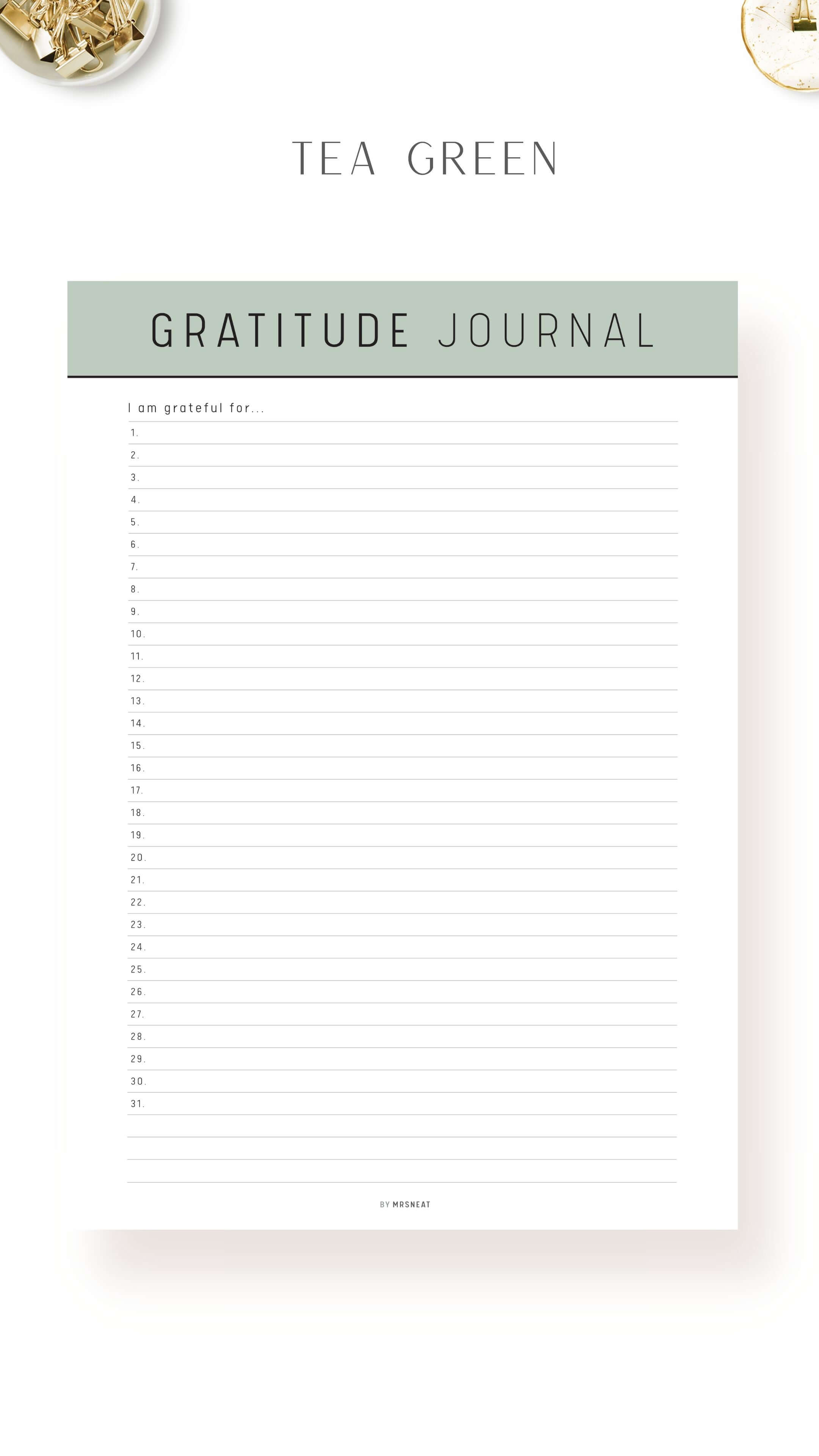 Printable Gratitude Journal Template – Mrsneat