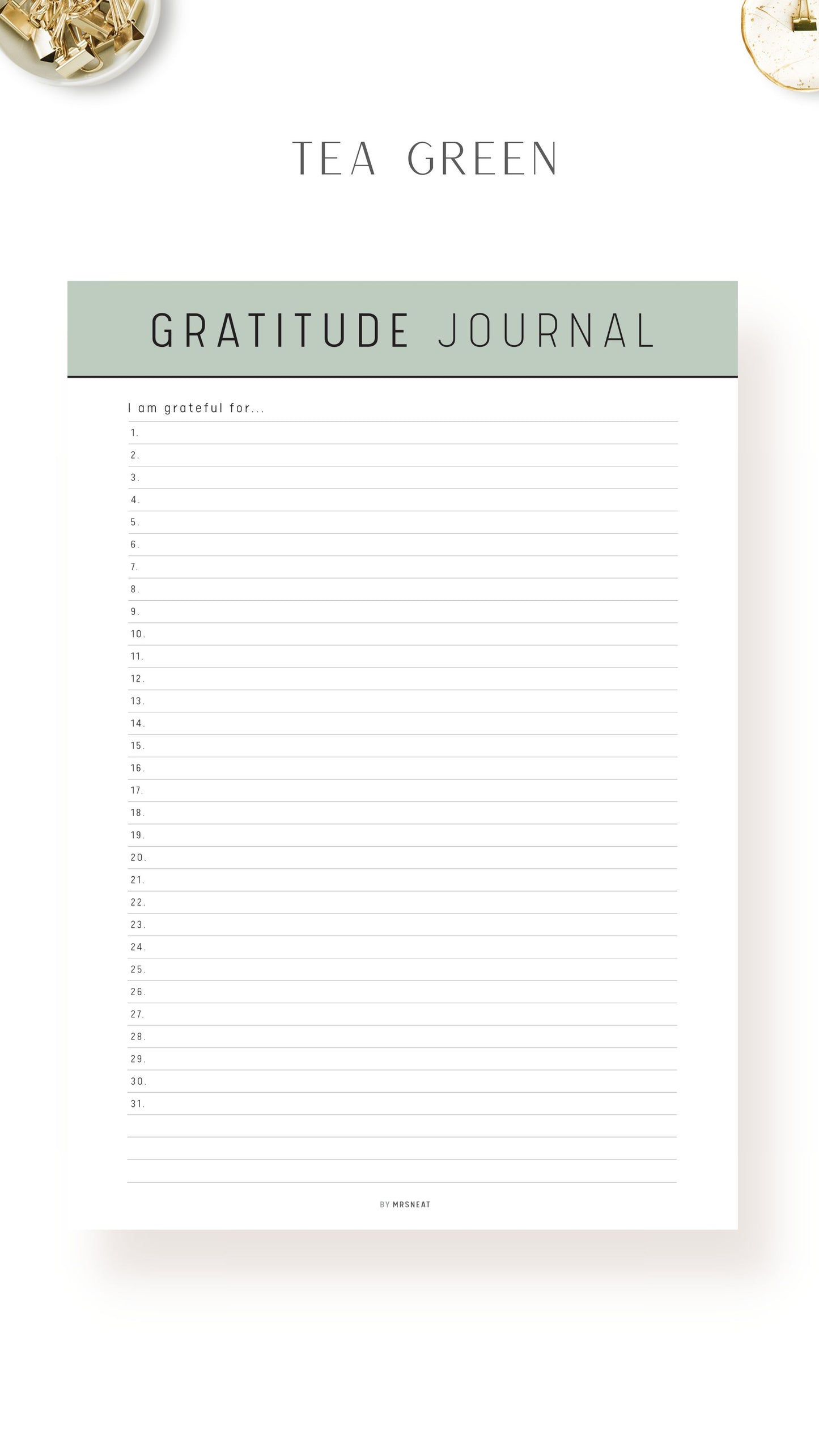 Printable Gratitude Journal Template 