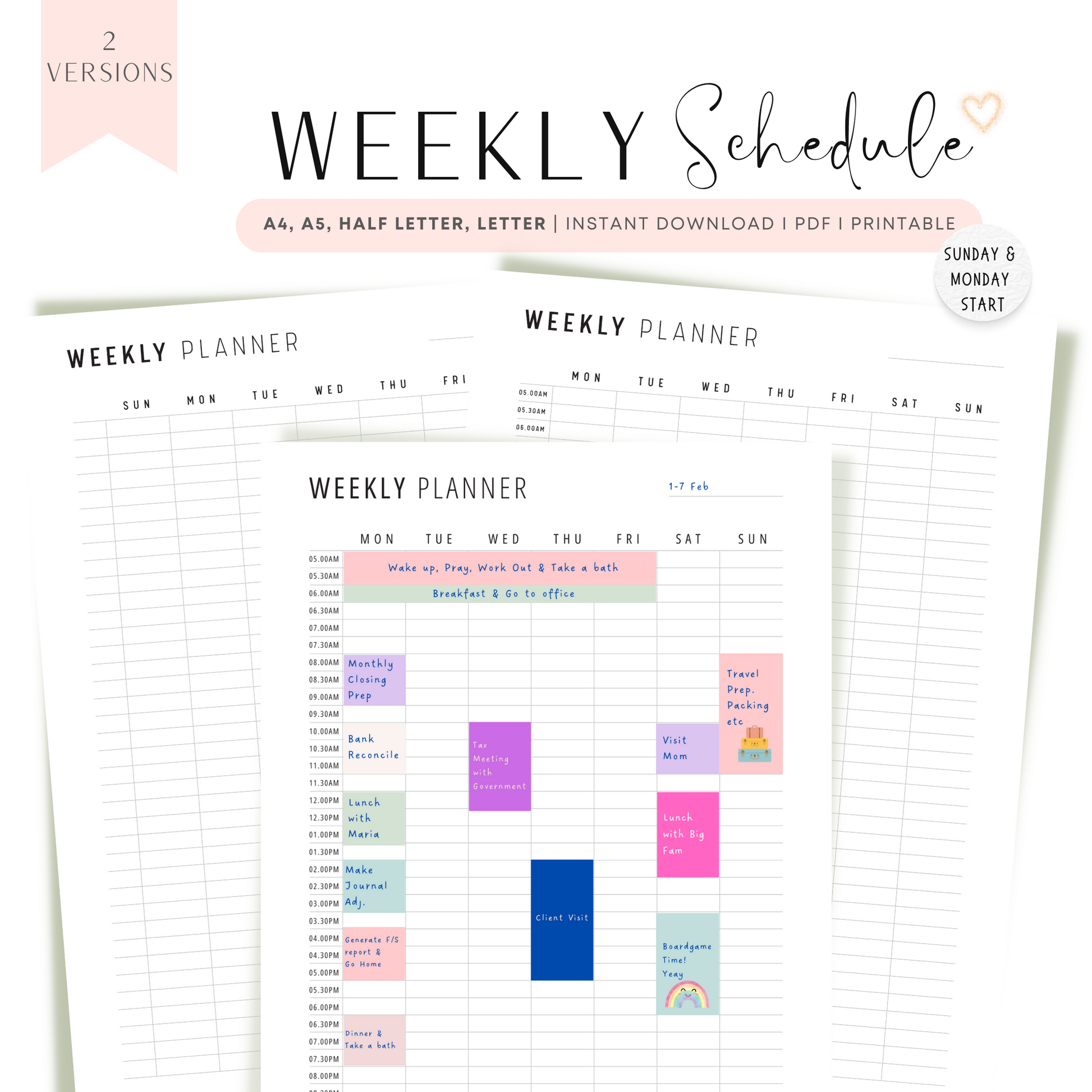 Half Hour Weekly Schedule Printable