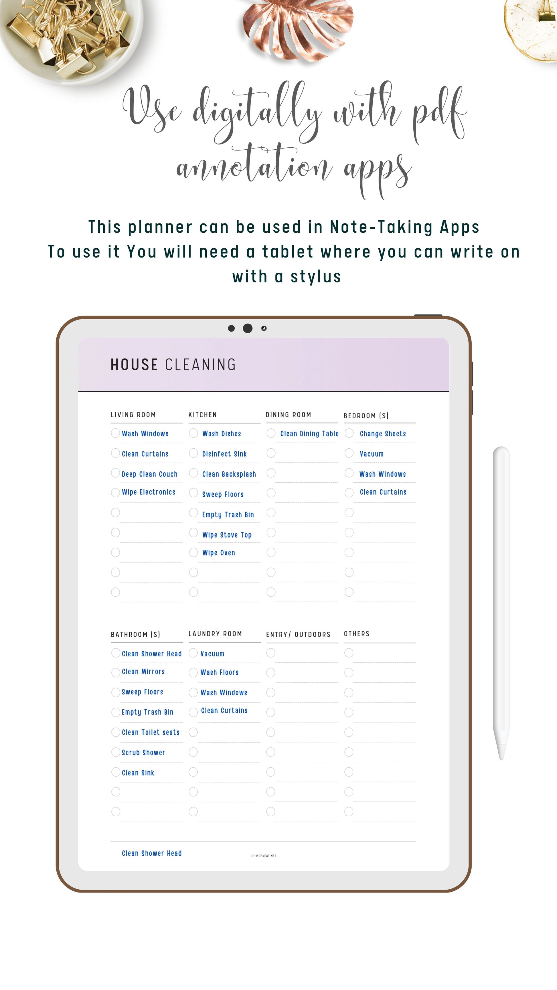 Digital House Cleaning Checklist Template
