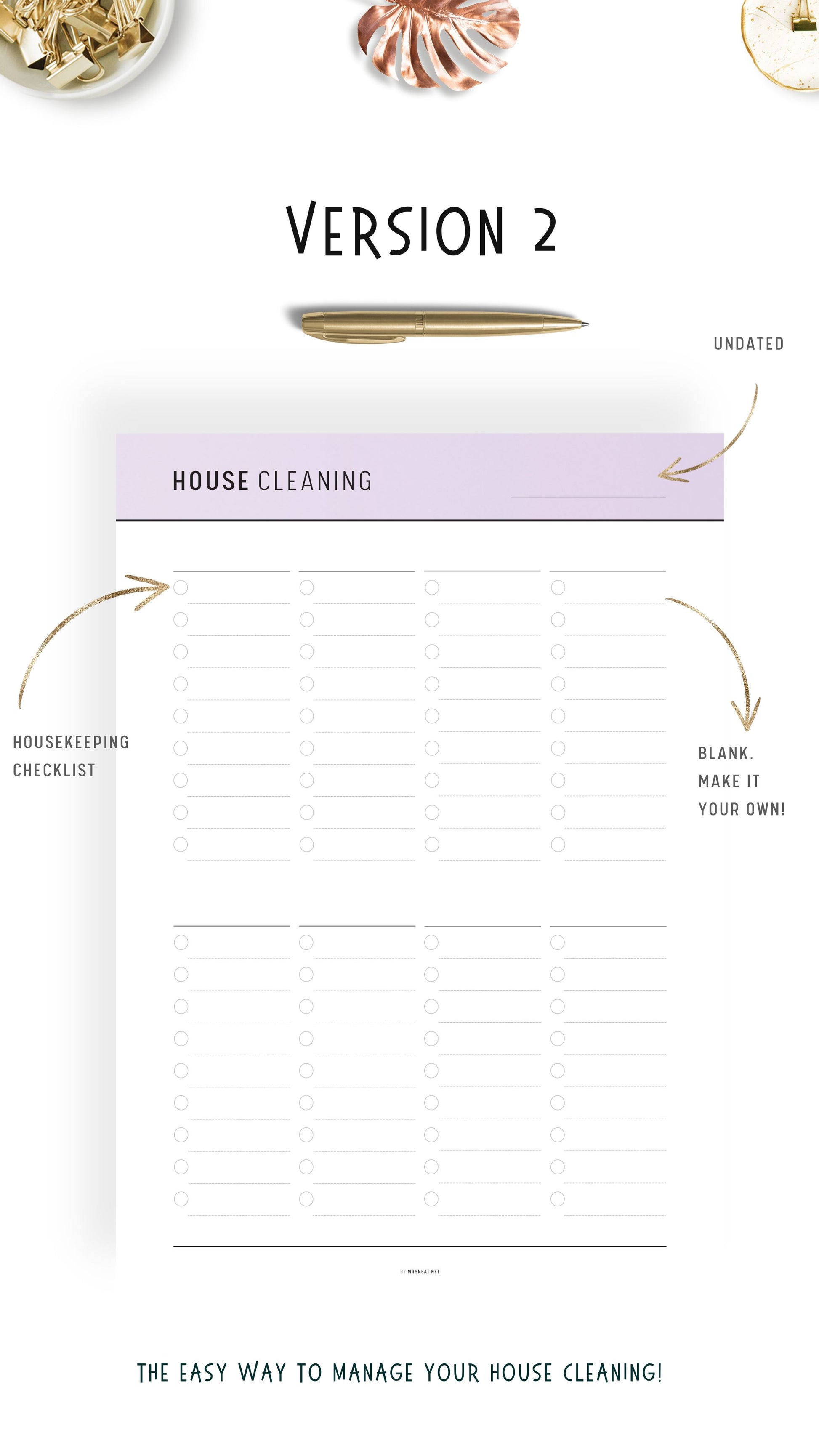 Version 2 House Cleaning Checklist Printable