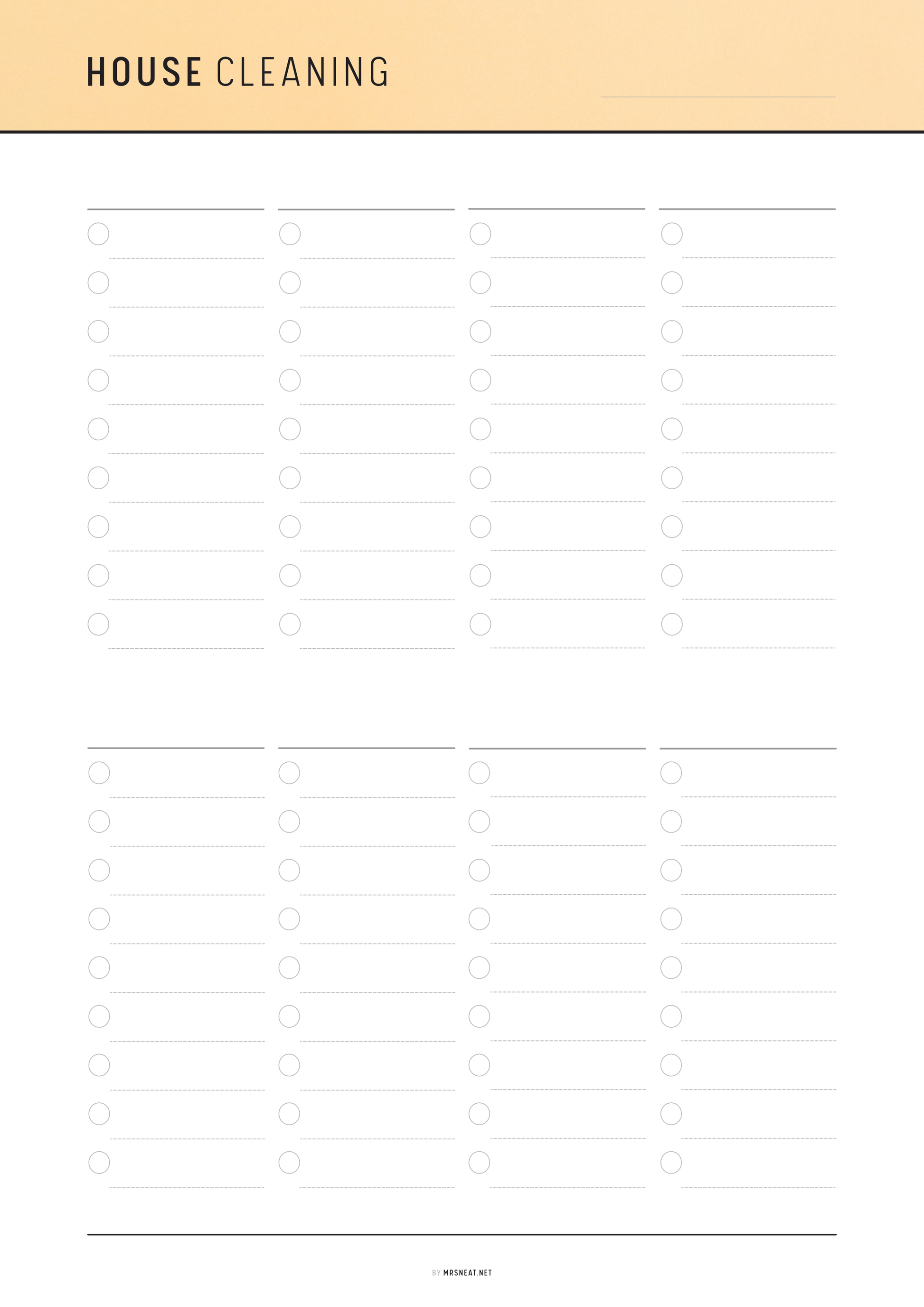 Blank checklist for house cleaning with a beige header