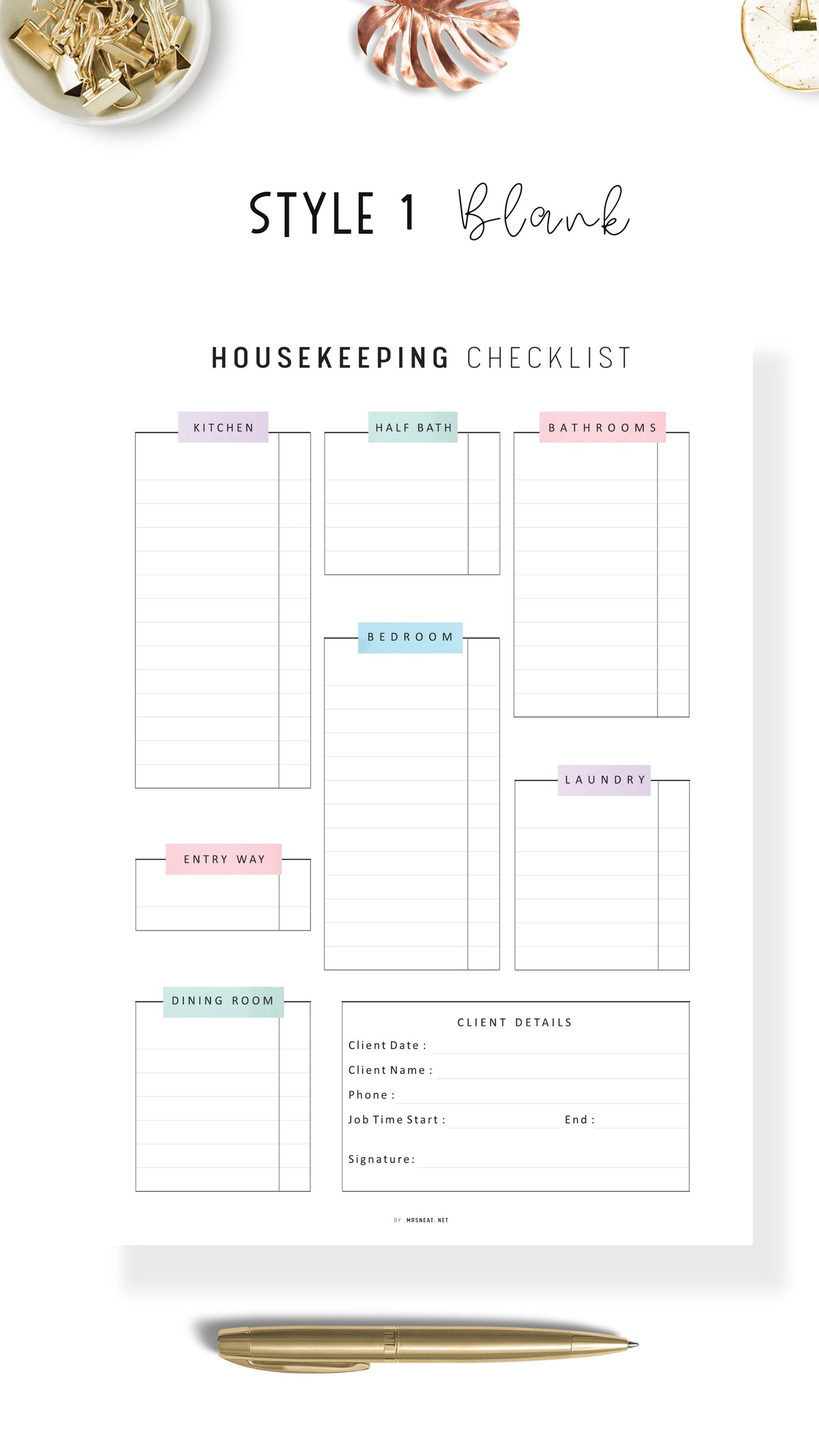 Airbnb Cleaning Checklist Template Printable, Housekeeping Checklist Planner, A4, A5, Letter, Half Letter, Colorful Page, Digital Planner, 3 versions, PDF
