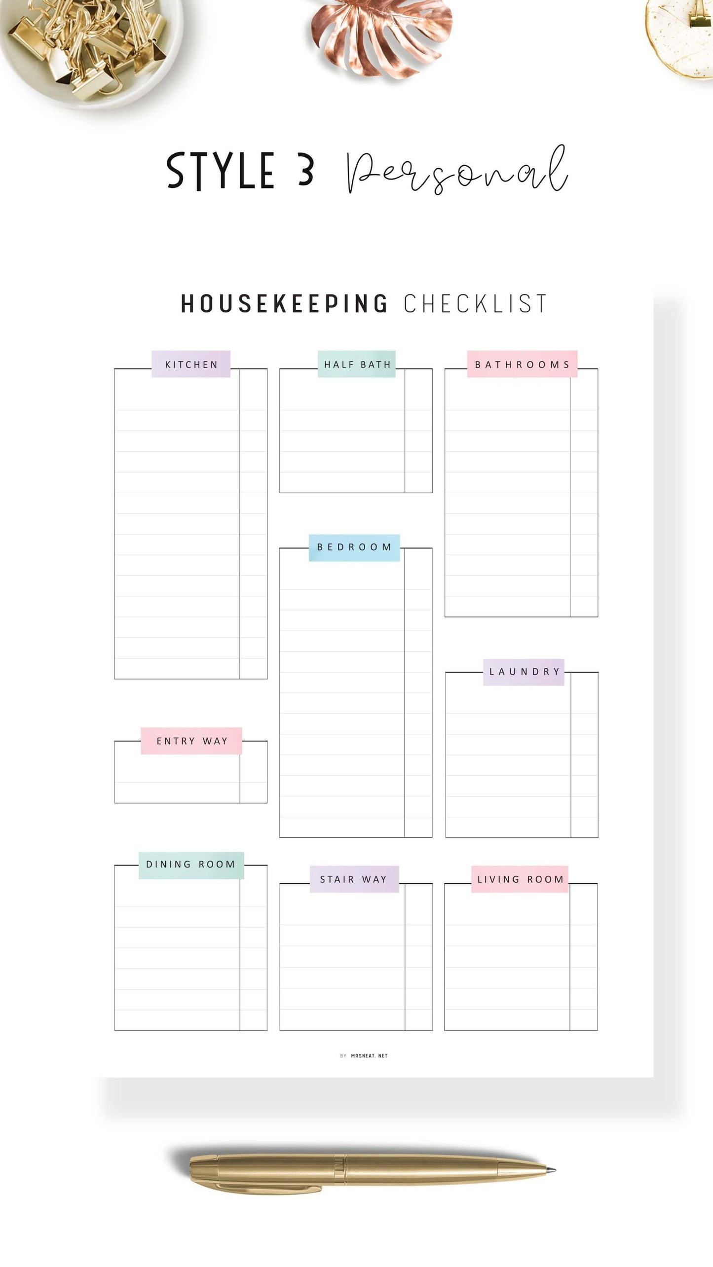 Airbnb Cleaning Checklist Template Printable, Housekeeping Checklist Planner, A4, A5, Letter, Half Letter, Colorful Page, Digital Planner, 3 versions, PDF